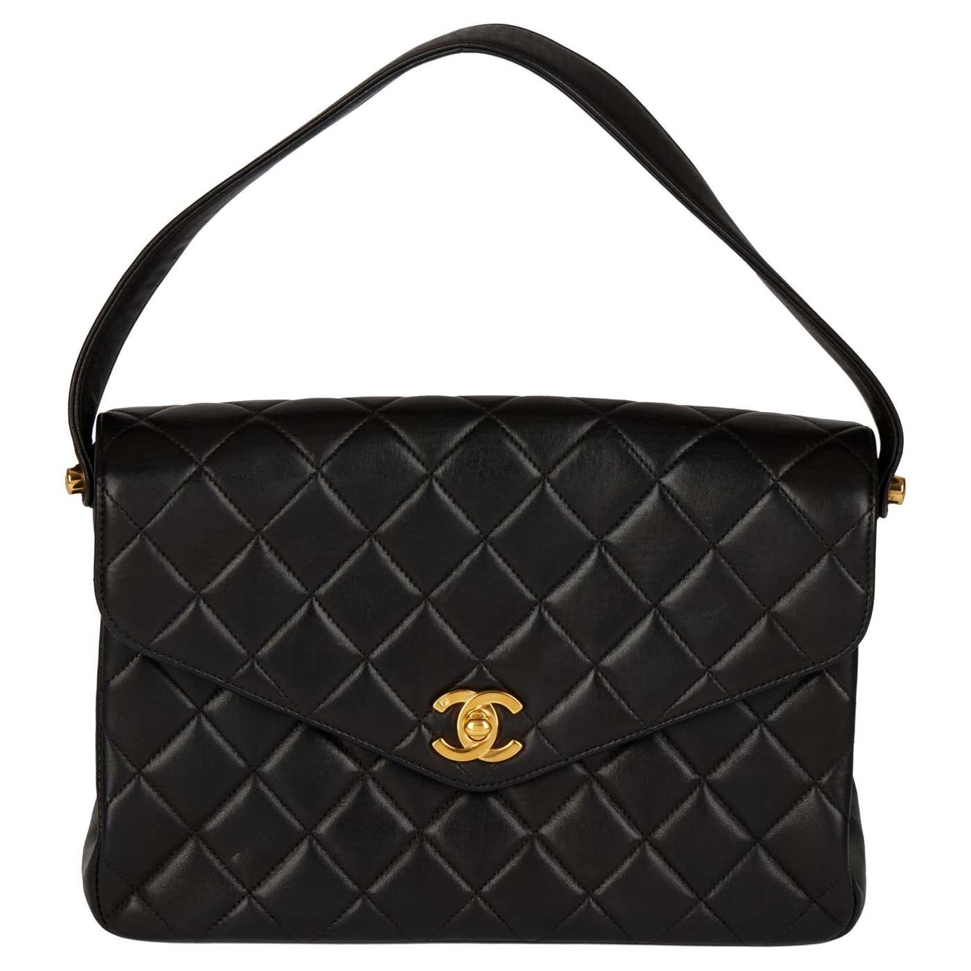 CHANEL Black Quilted Lambskin Vintage Medium Classic Top Handle Flap ...
