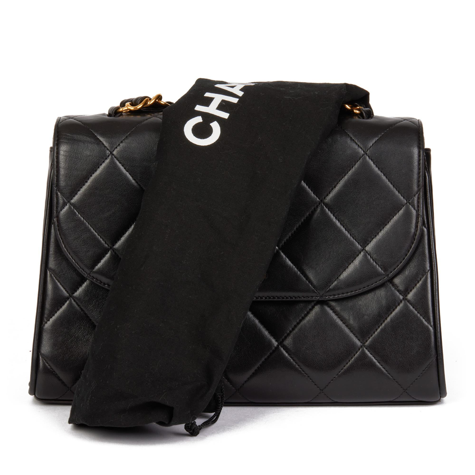 CHANEL Black Quilted Lambskin Vintage Medium Classic Top Handle 8