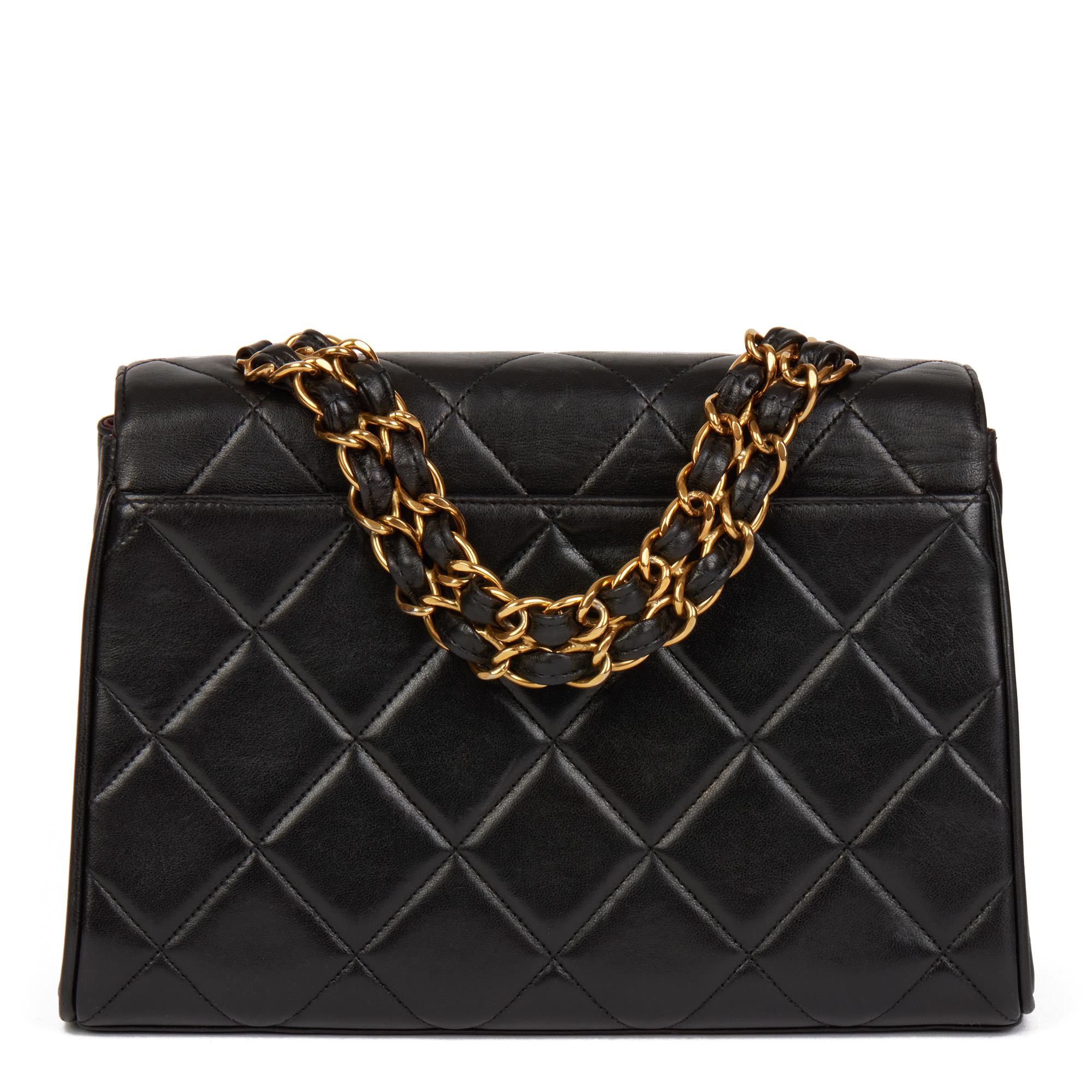 CHANEL Black Quilted Lambskin Vintage Medium Classic Top Handle 1