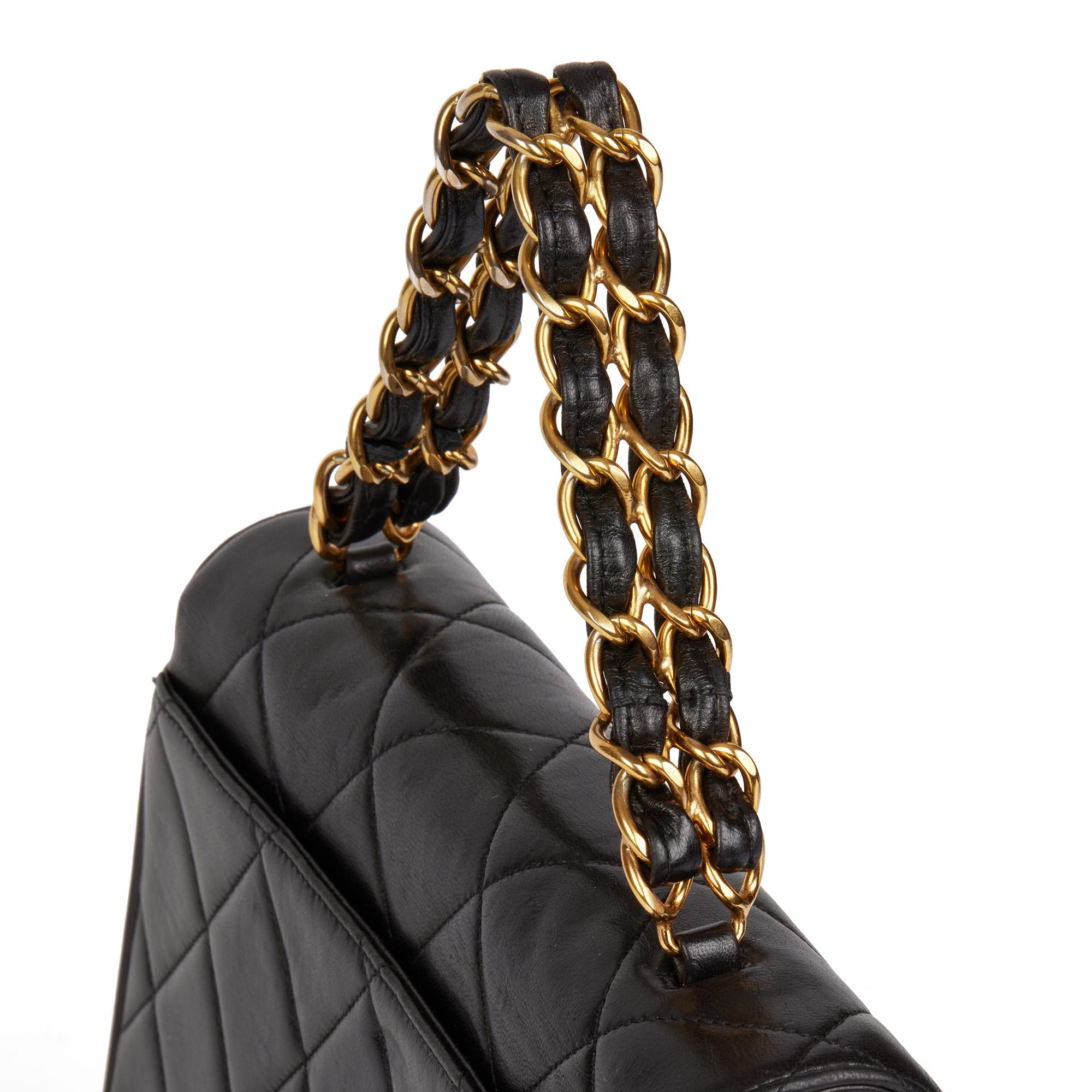 CHANEL Black Quilted Lambskin Vintage Medium Classic Top Handle 4