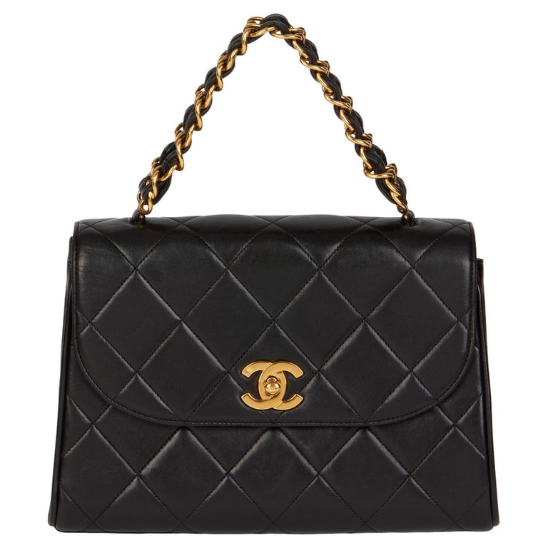 CHANEL Black Quilted Lambskin Vintage Medium Classic Top Handle at