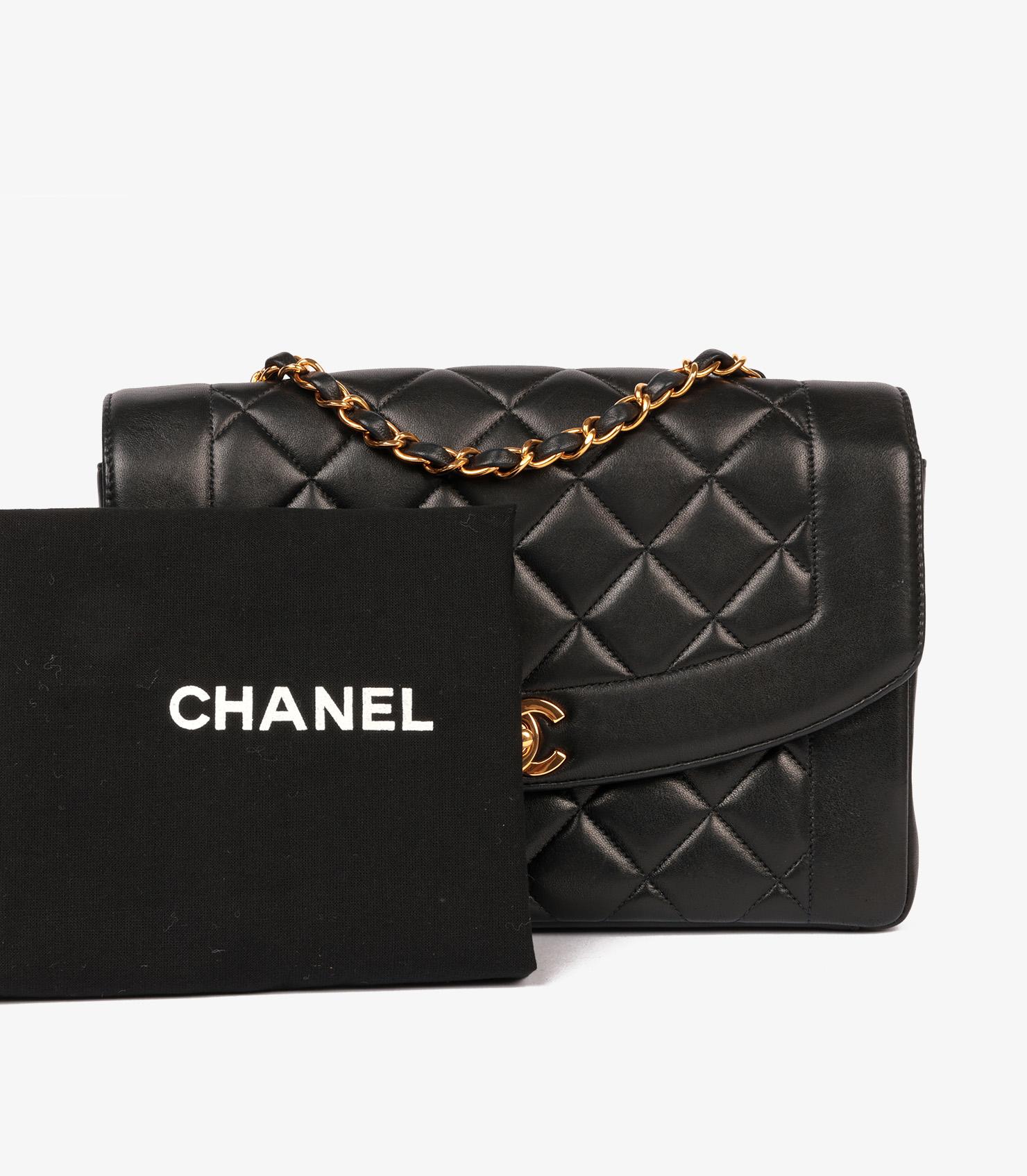 Chanel Black Quilted Lambskin Vintage Medium Diana Classic Single Flap Bag 7