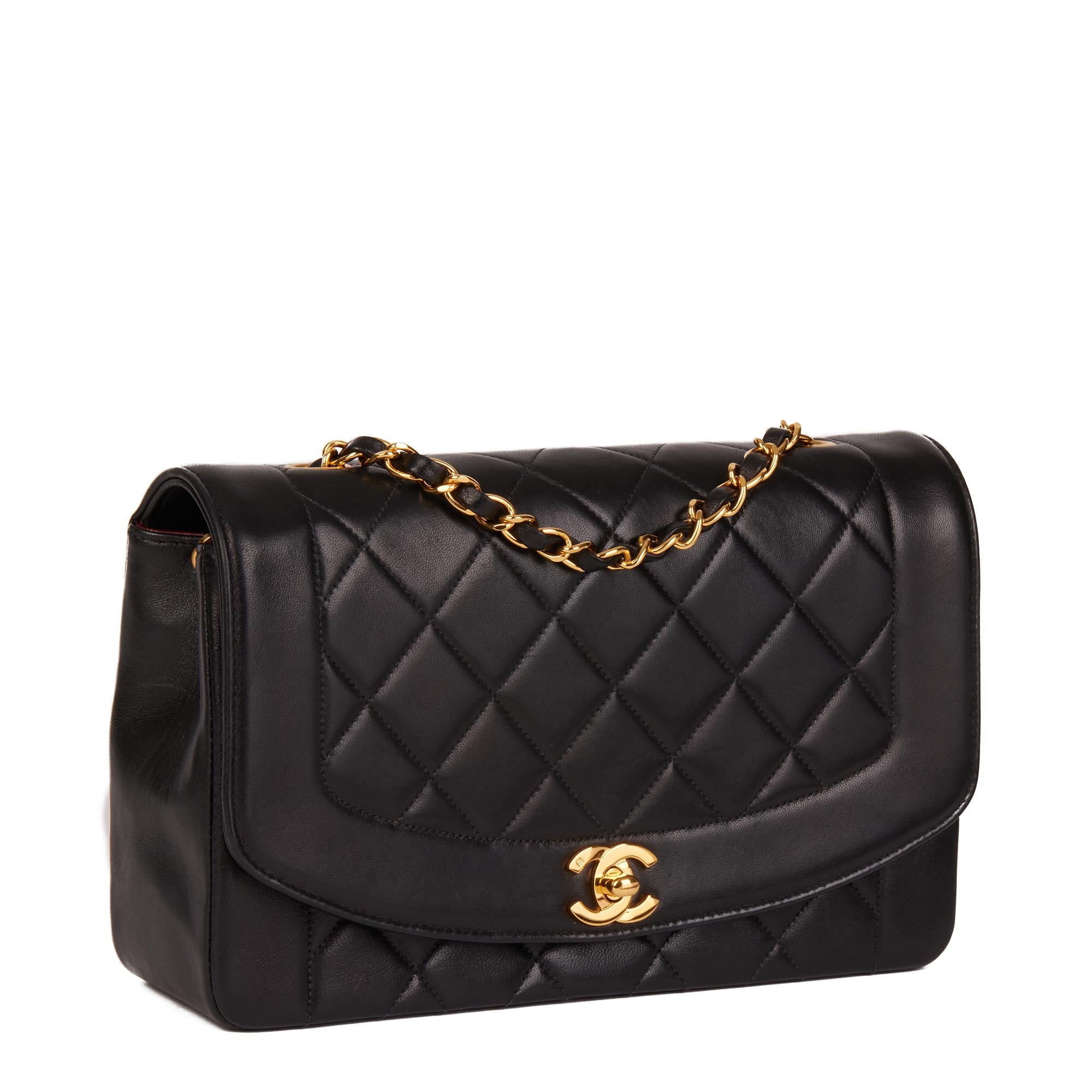 CHANEL
Black Quilted Lambskin Vintage Medium Diana Classic Single Flap Bag

Xupes Reference: HB4282
Serial Number: 2341350
Age (Circa): 1992
Accompanied By: Chanel Dust Bag, Box, Authenticity Card
Authenticity Details: Authenticity Card, Serial