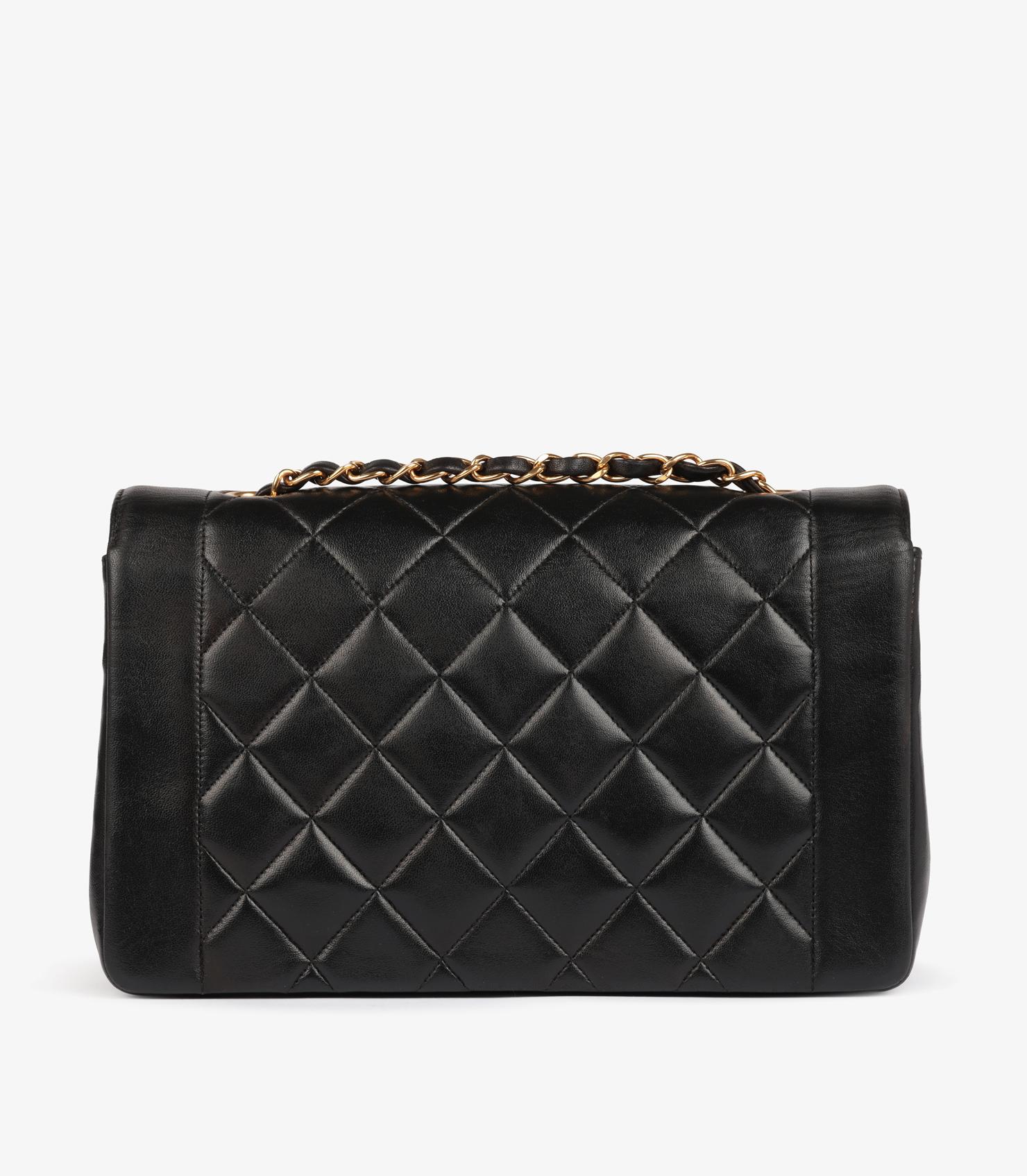 Chanel Schwarze Vintage Medium Diana Classic Single Flap Tasche aus gestepptem Lammfell Vintage Medium Damen im Angebot