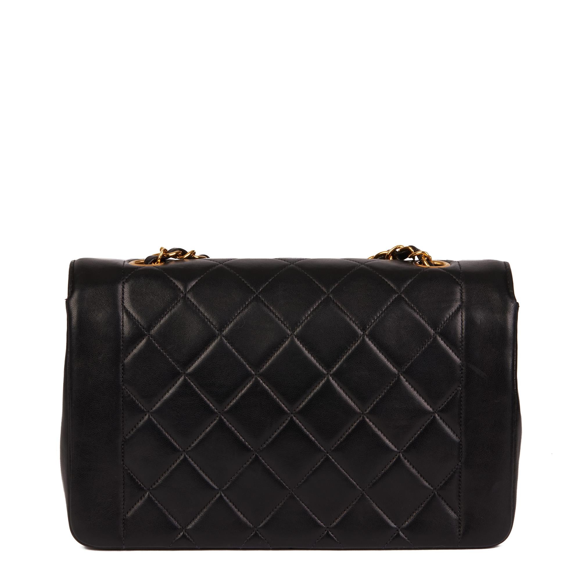 CHANEL Black Quilted Lambskin Vintage Medium Diana Classic Single Flap Bag 1