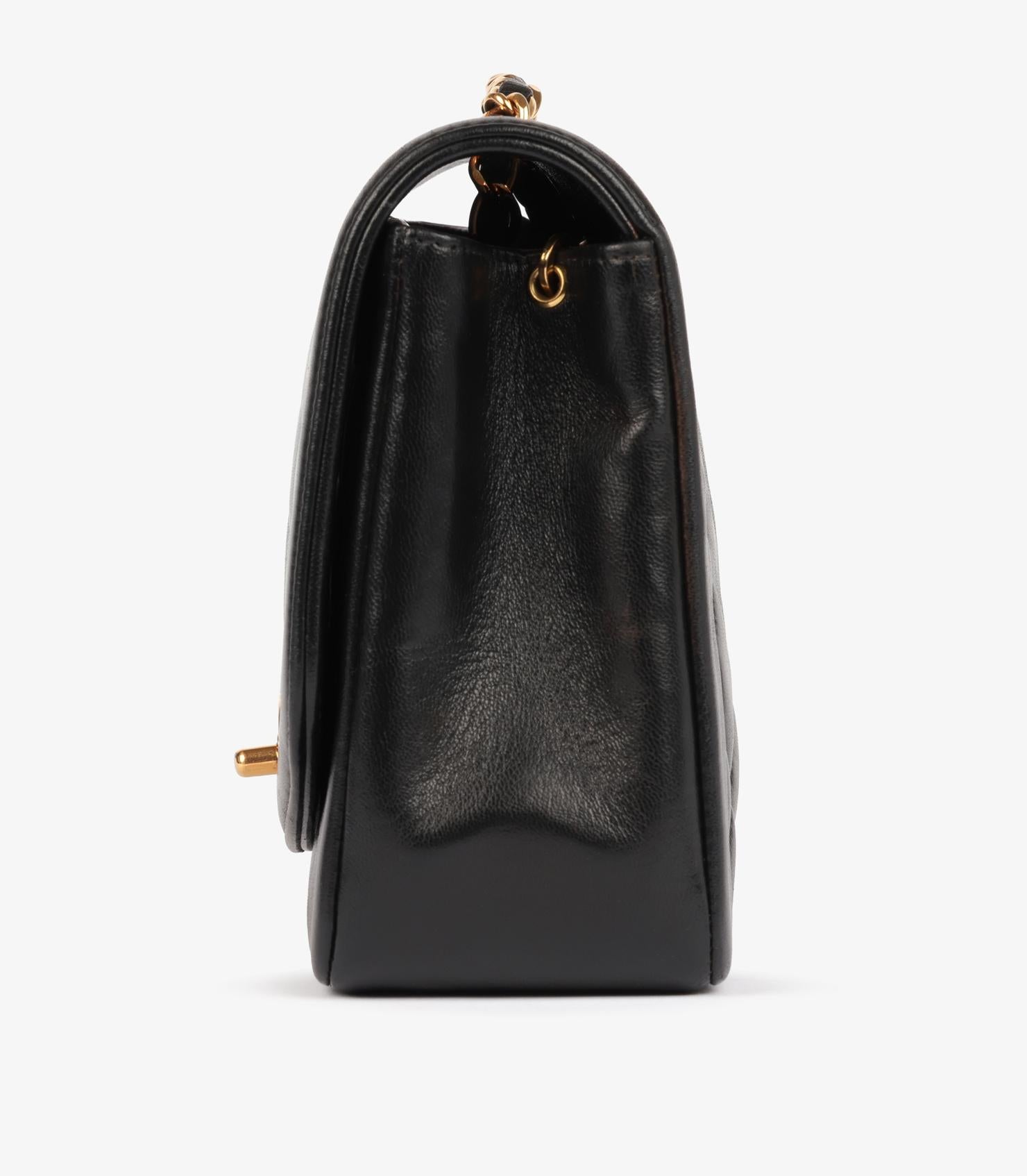 Chanel Schwarze Vintage Medium Diana Classic Single Flap Tasche aus gestepptem Lammfell Vintage Medium im Angebot 1
