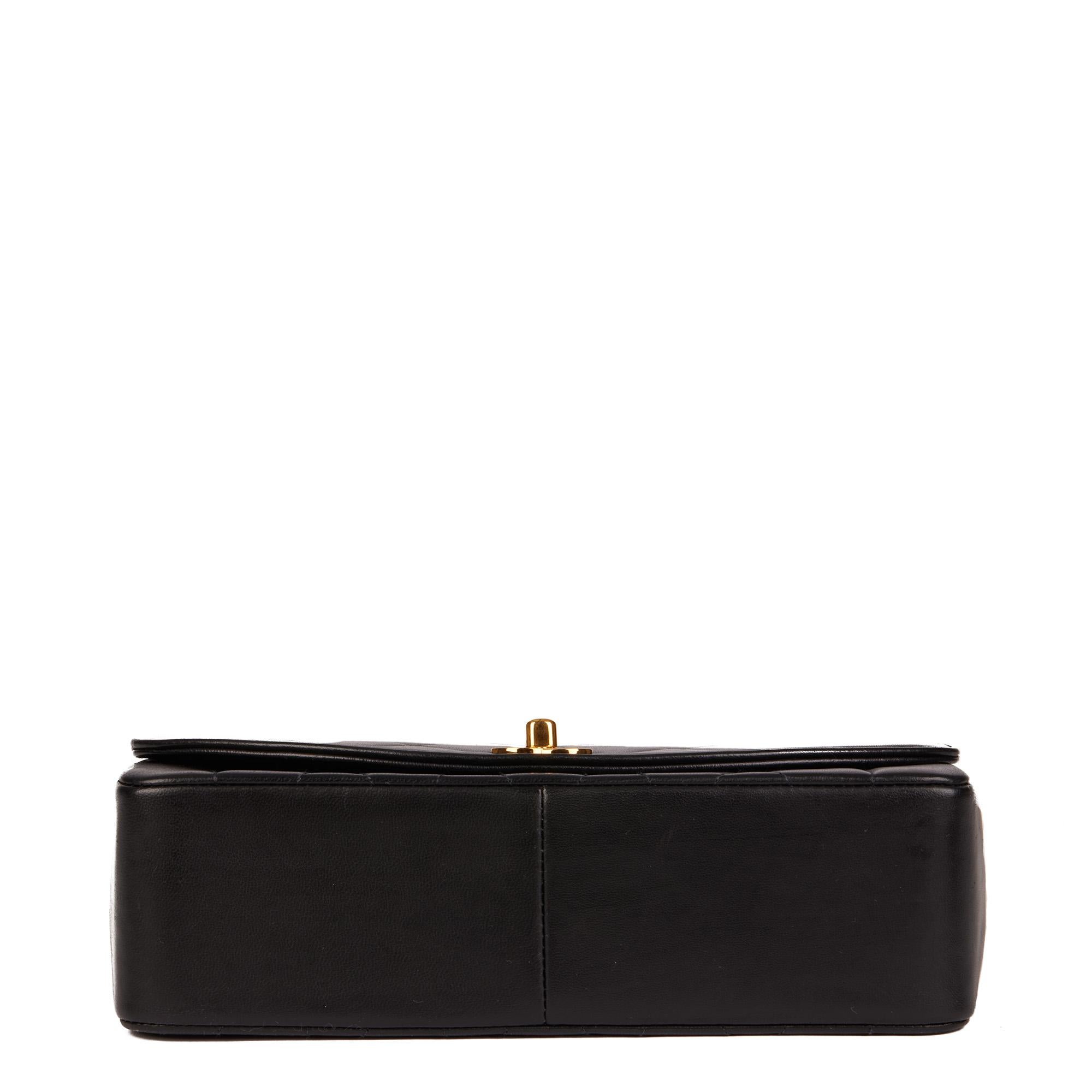 CHANEL Black Quilted Lambskin Vintage Medium Diana Classic Single Flap Bag 2