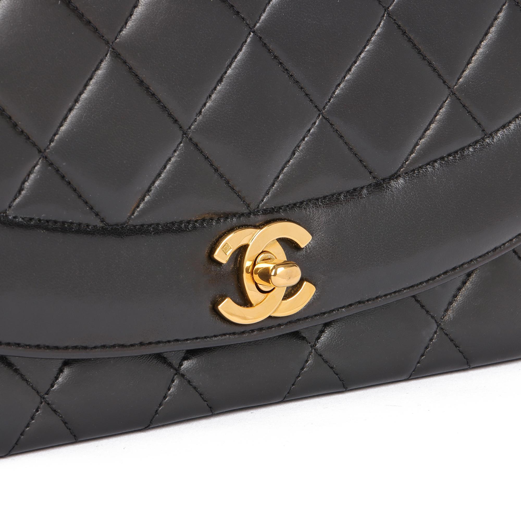 Women's CHANEL Black Quilted Lambskin Vintage Medium Diana Classic Single Flap Bag