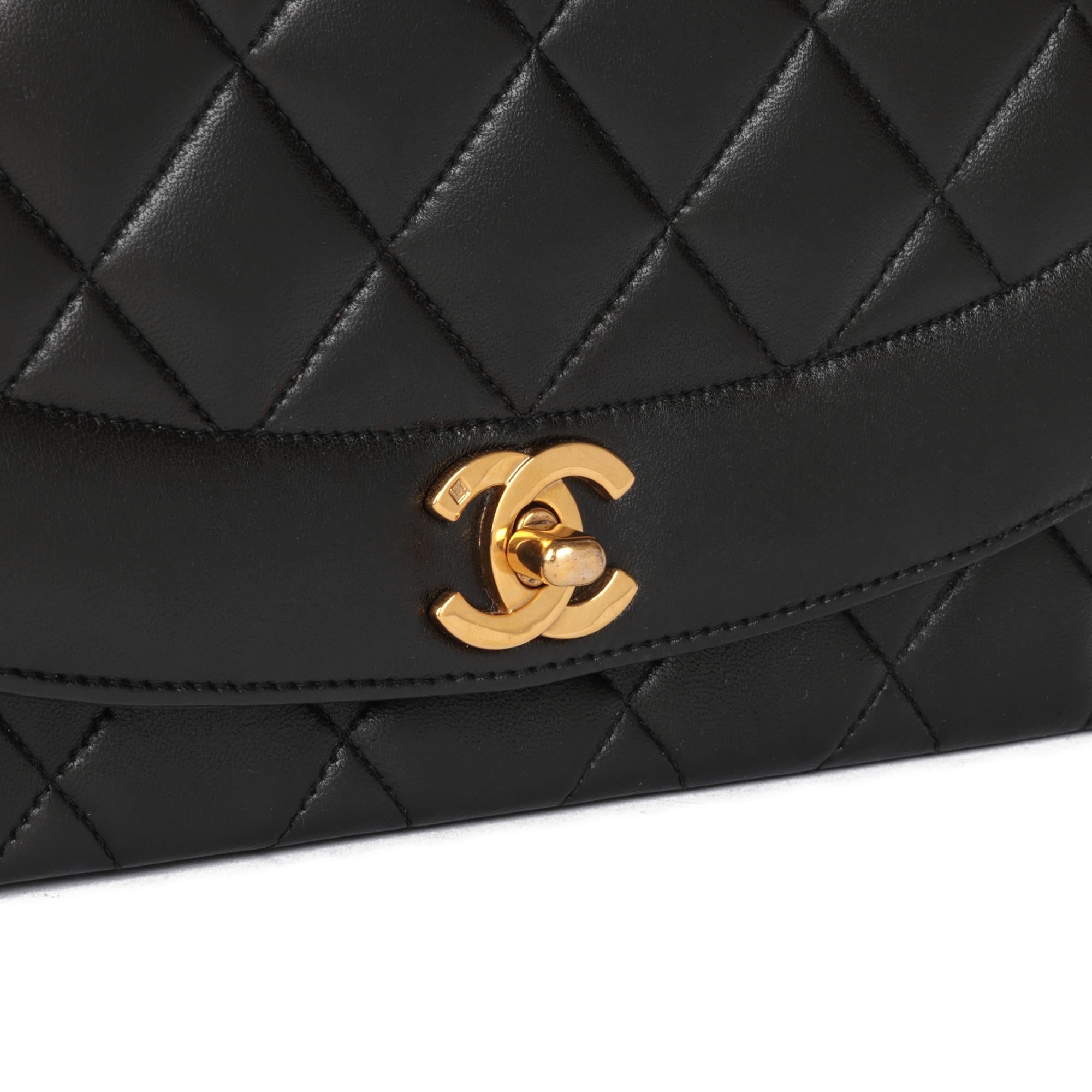 Women's CHANEL Black Quilted Lambskin Vintage Medium Diana Classic Single Flap Bag