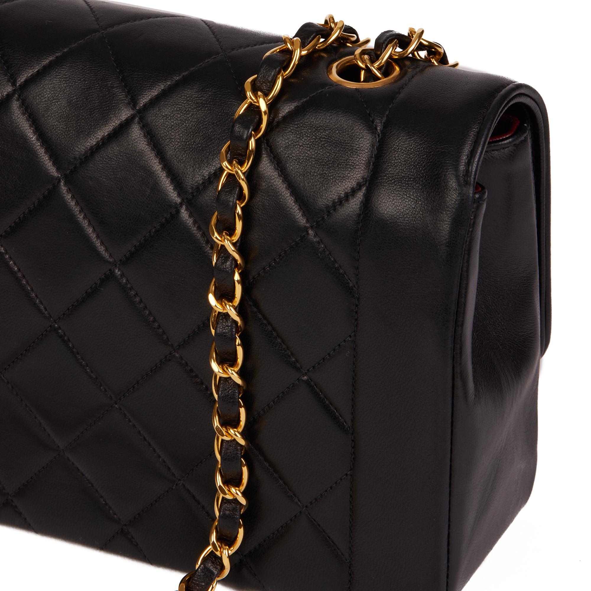 CHANEL Black Quilted Lambskin Vintage Medium Diana Classic Single Flap Bag 4