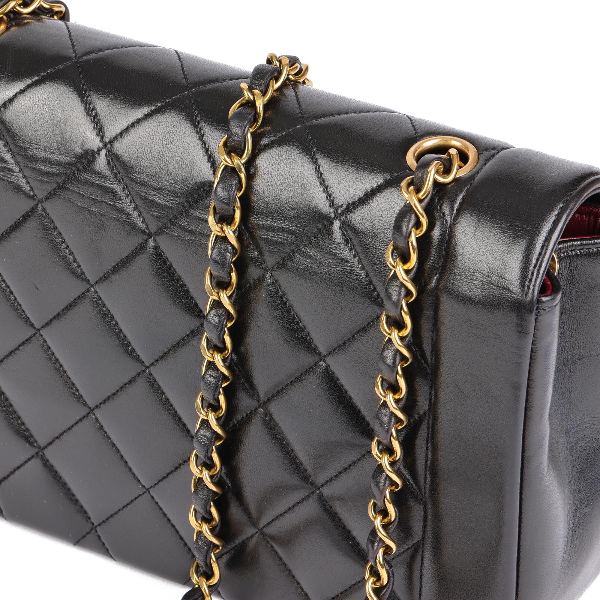 CHANEL Black Quilted Lambskin Vintage Medium Diana Classic Single Flap Bag 2