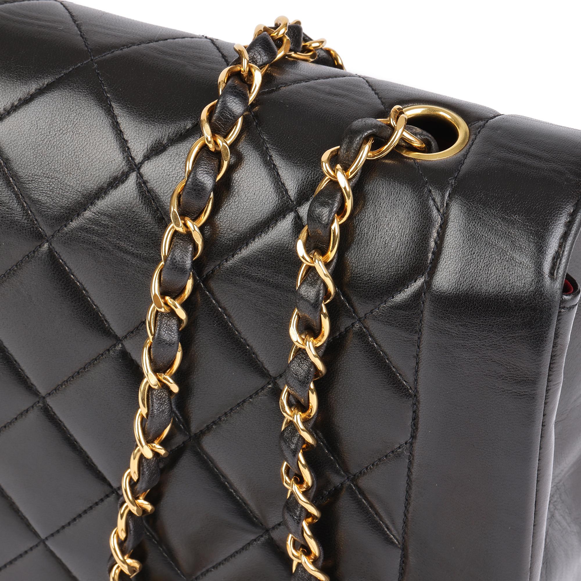 CHANEL Black Quilted Lambskin Vintage Medium Diana Classic Single Flap Bag 1
