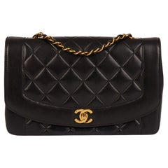 Chanel Black Quilted Lambskin Retro Medium Diana Classic Single Flap Bag