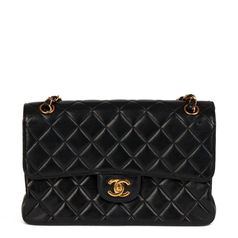 CHANEL Black Quilted Lambskin Vintage Medium Double Sided Classic Flap Bag