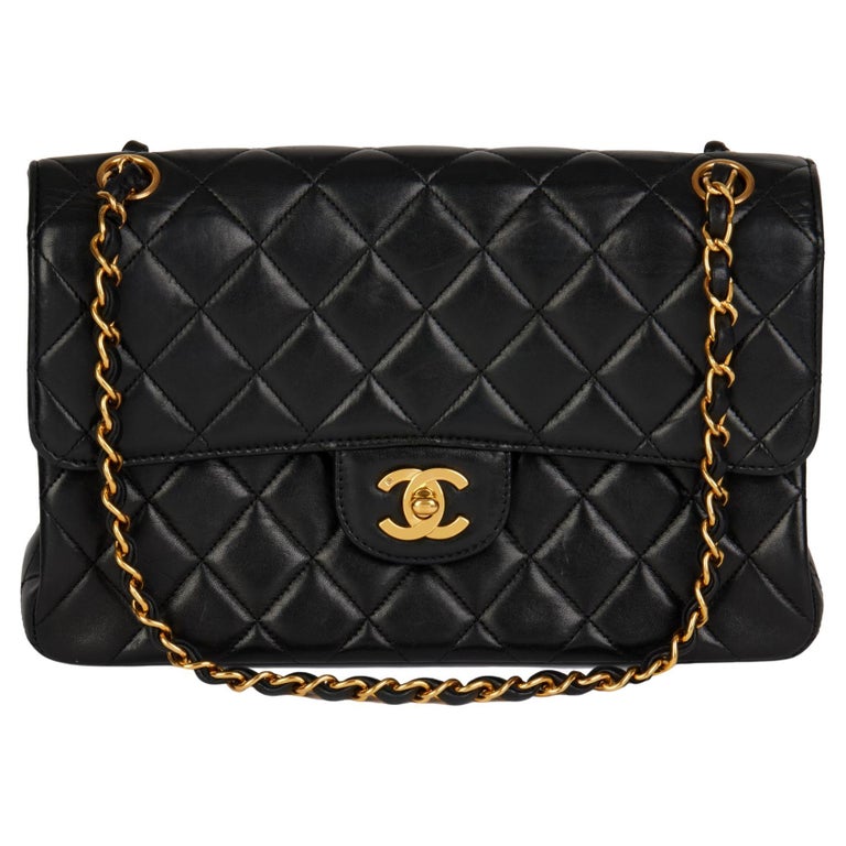 CHANEL Black Quilted Lambskin Vintage Medium Double Sided Classic