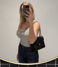 Chanel Black Quilted Lambskin Vintage Medium Envelope Classic Single Flap Bag