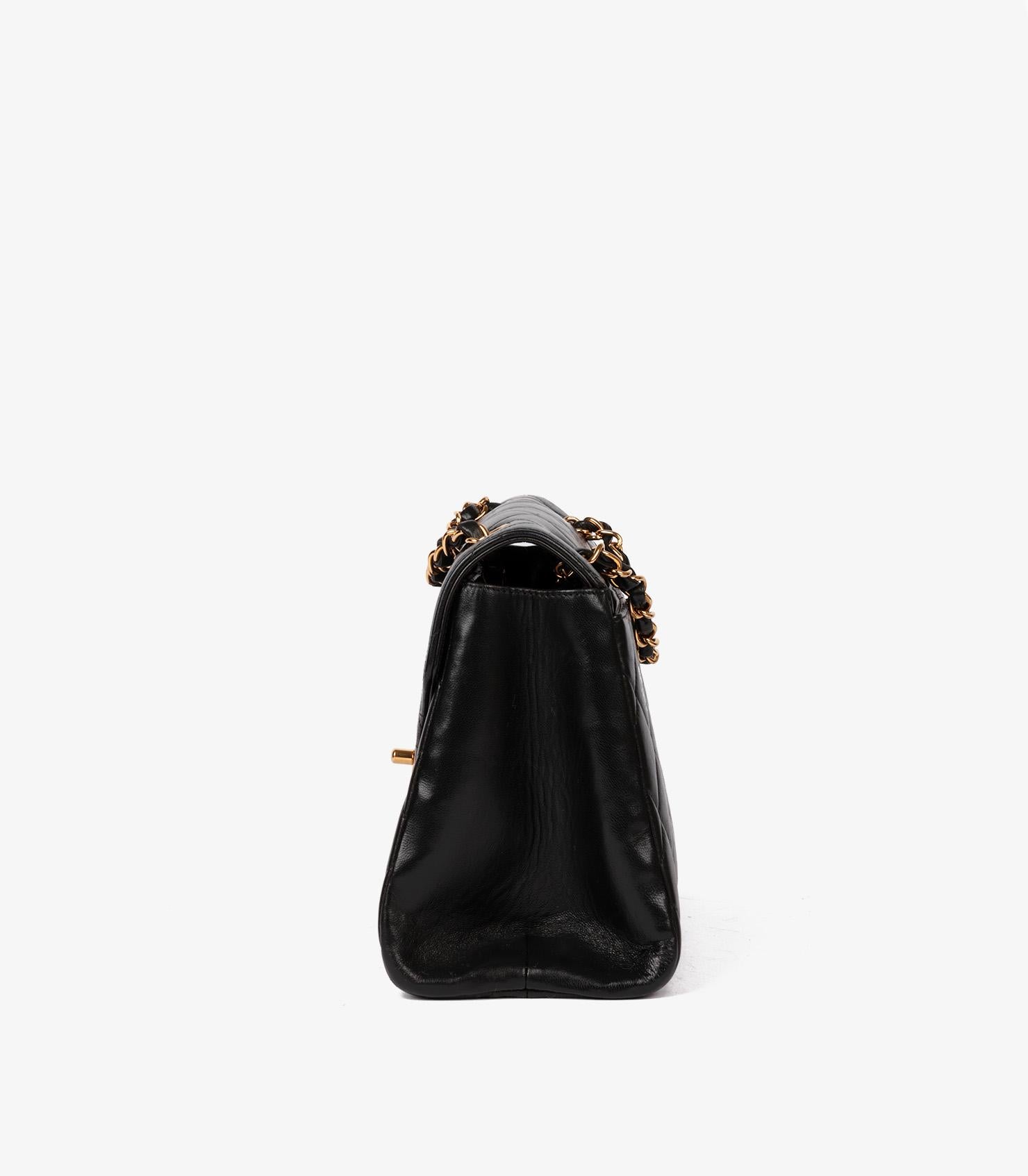 Women's Chanel Black Quilted Lambskin Vintage Medium Envelope Classic Single Flap Bag