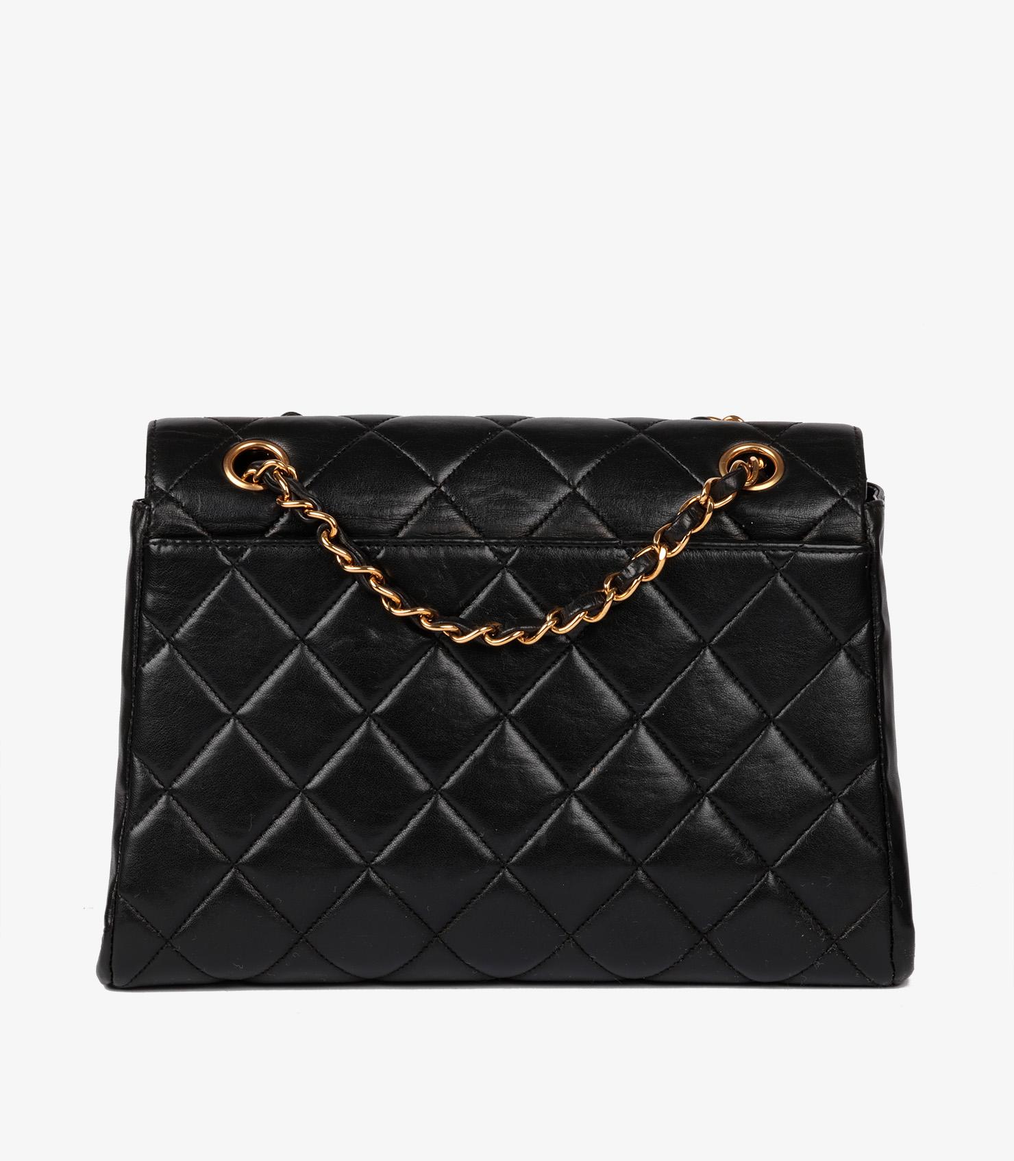 Chanel Black Quilted Lambskin Vintage Medium Envelope Classic Single Flap Bag 1