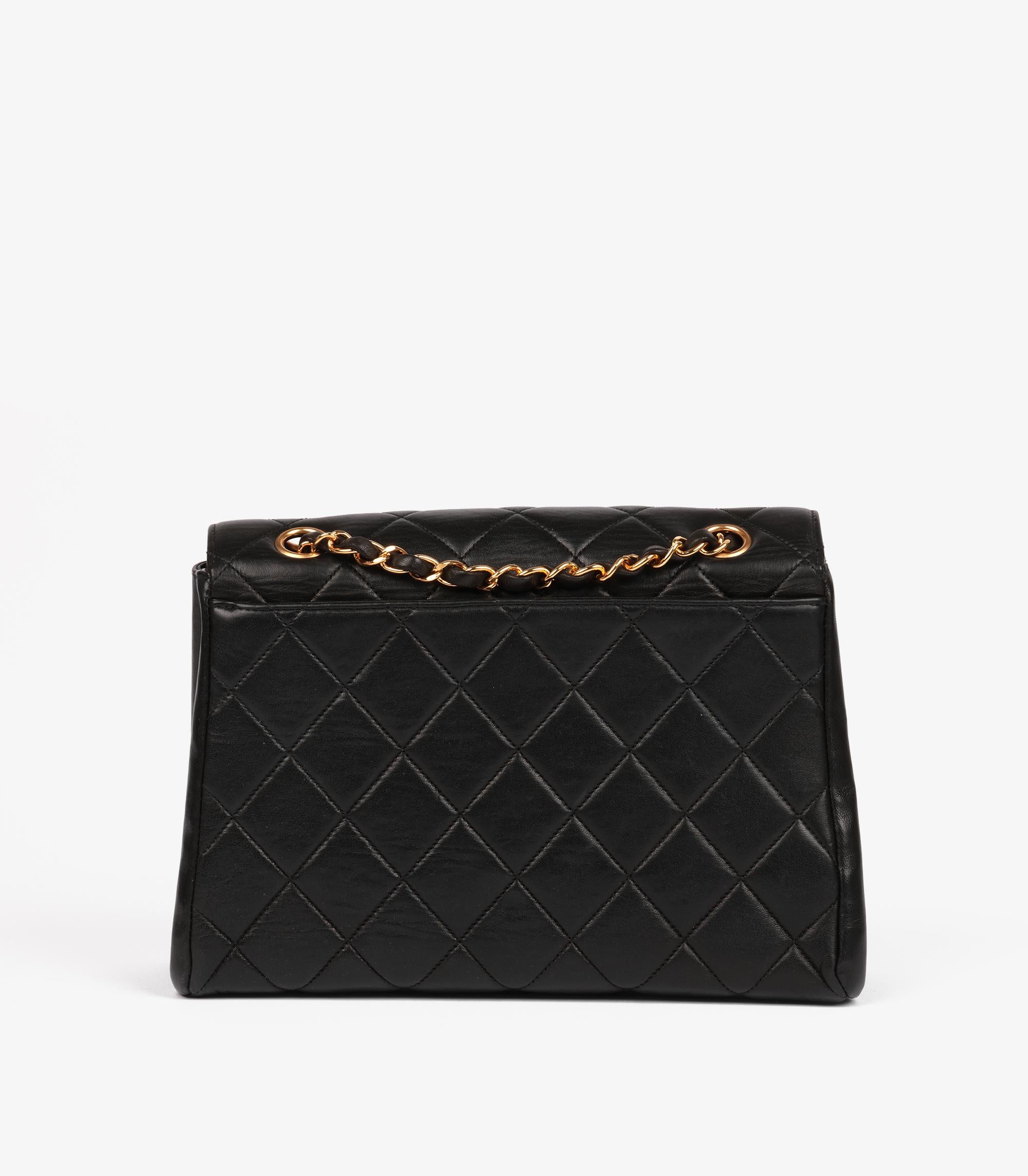Chanel Black Quilted Lambskin Vintage Medium Envelope Classic Single Flap Bag For Sale 1