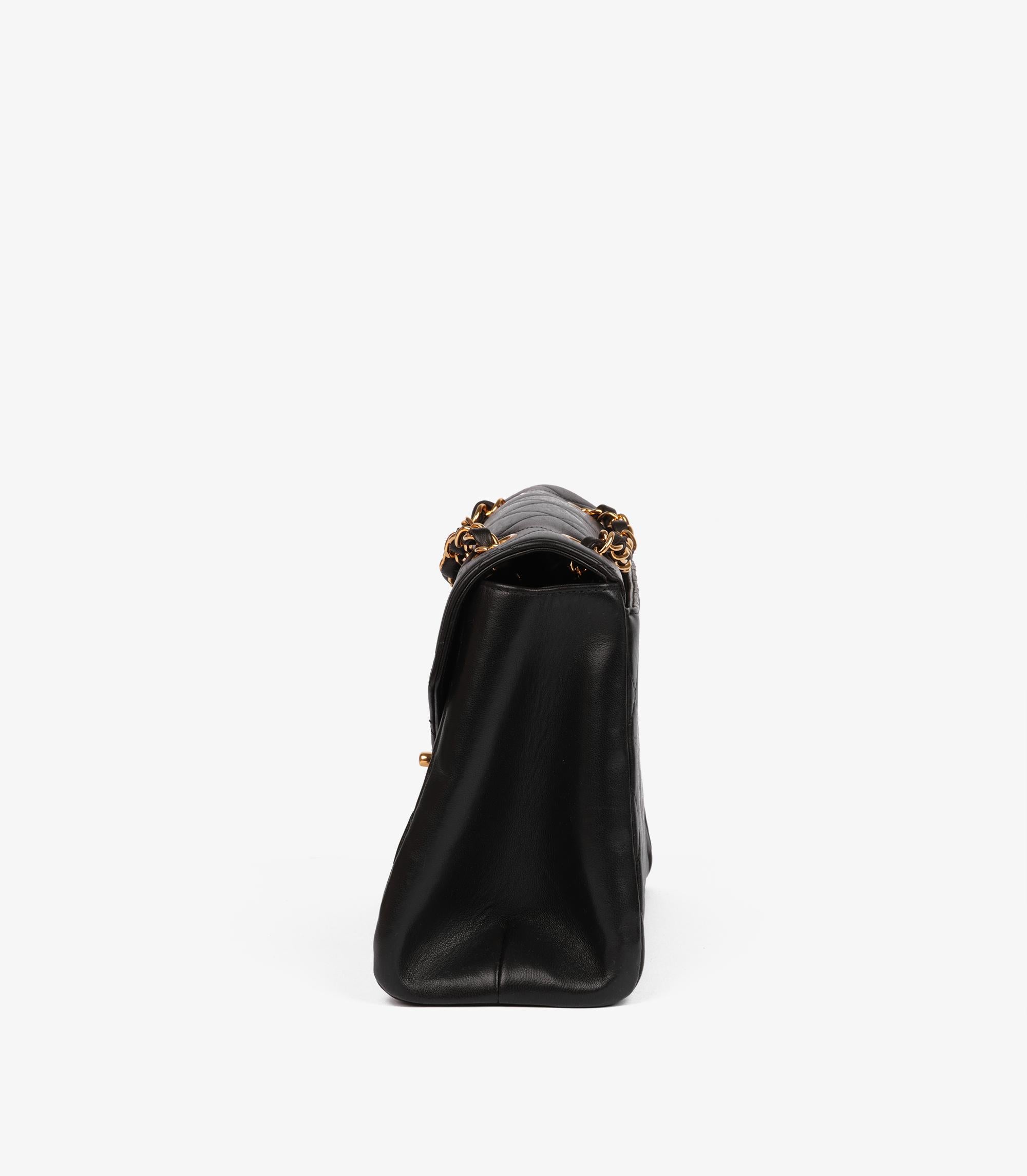 Chanel Black Quilted Lambskin Vintage Medium Envelope Classic Single Flap Bag For Sale 2