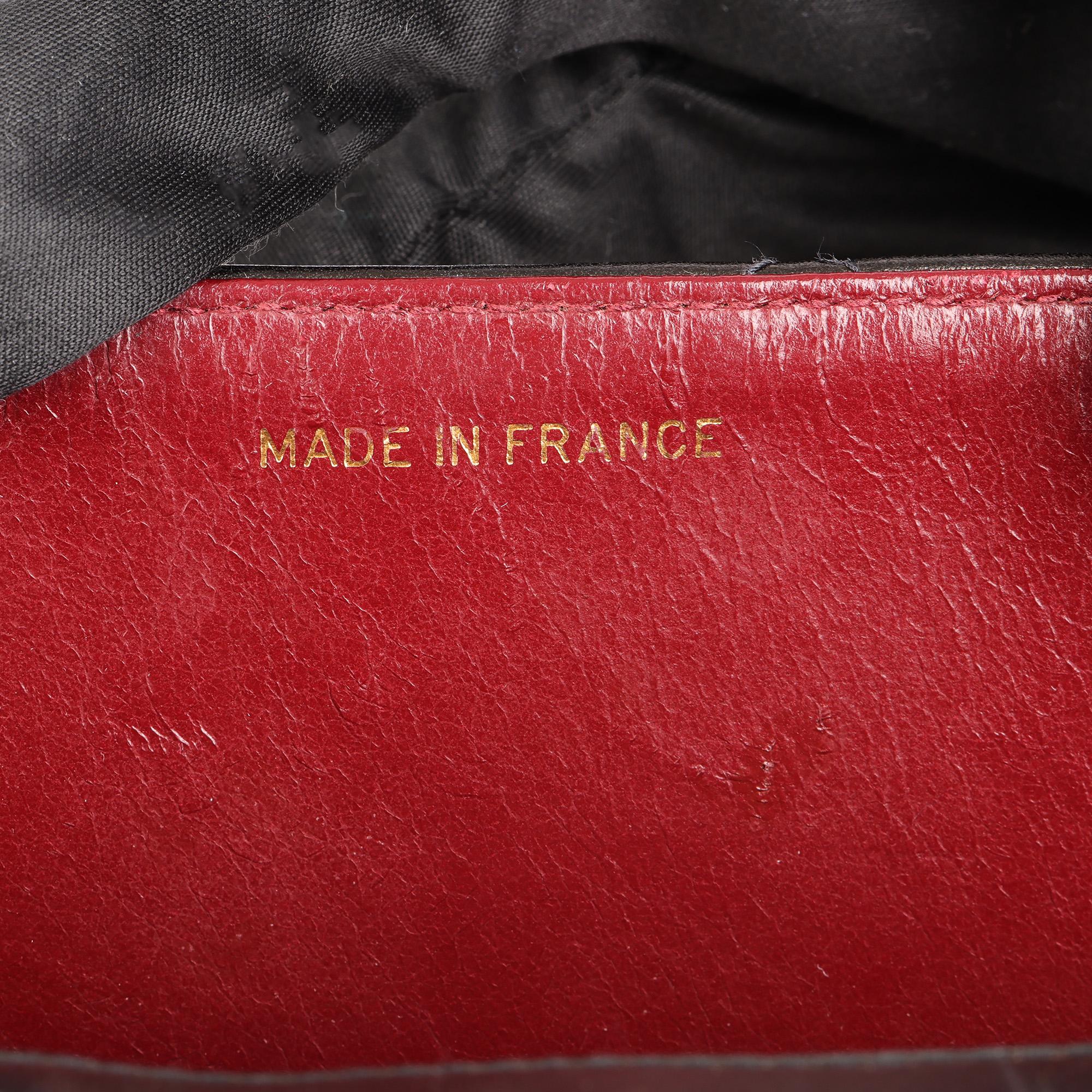 CHANEL Black Quilted Lambskin Vintage Medium Leather Logo Flap Bag 2