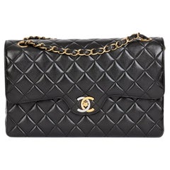 CHANEL Black Quilted Lambskin Vintage Medium Paris-Limited Classic Double Flap B