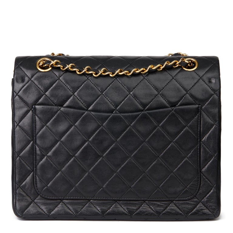 Chanel Black Quilted Lambskin Vintage Medium Tall Classic Double Flap Bag  at 1stDibs
