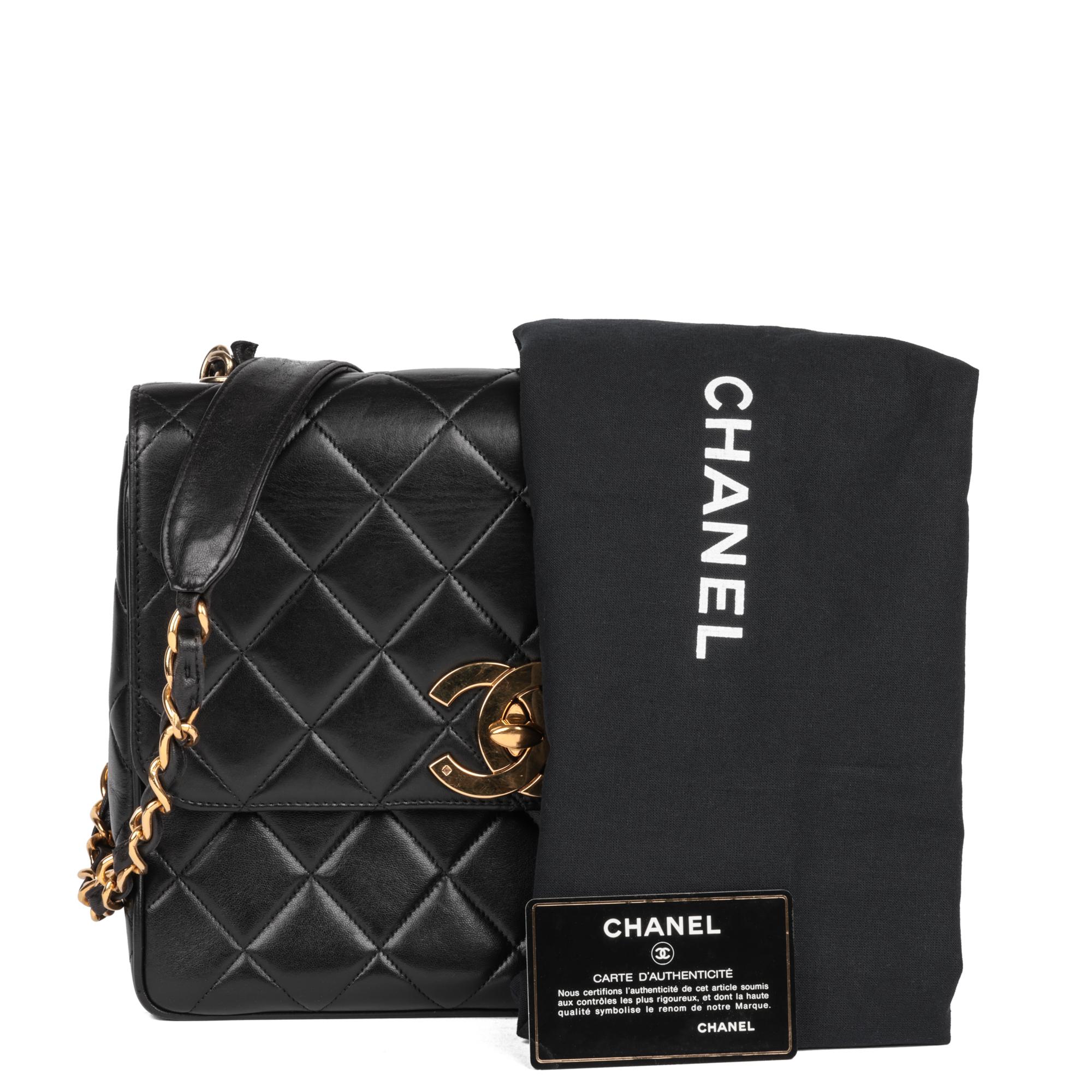 CHANEL Black Quilted Lambskin Vintage Medium XL Classic Single Flap Bag 8