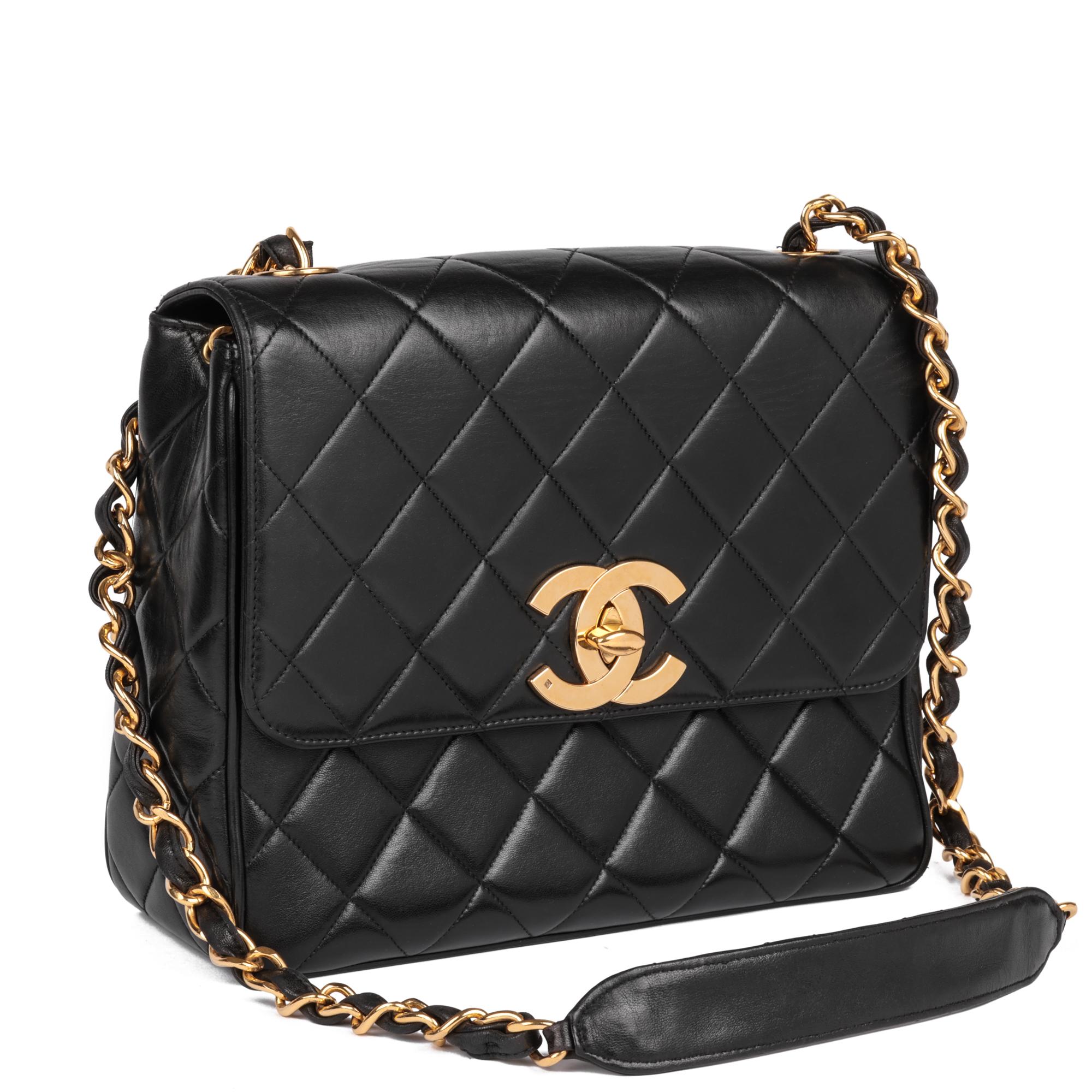 CHANEL
Black Quilted Lambskin Vintage Medium XL Classic Single Flap Bag 

Xupes Reference: HB5236
Serial Number: 3115527
Age (Circa): 1994
Accompanied By: Chanel Dust Bag, Authenticity Card
Authenticity Details: Authenticity Card, Serial Sticker