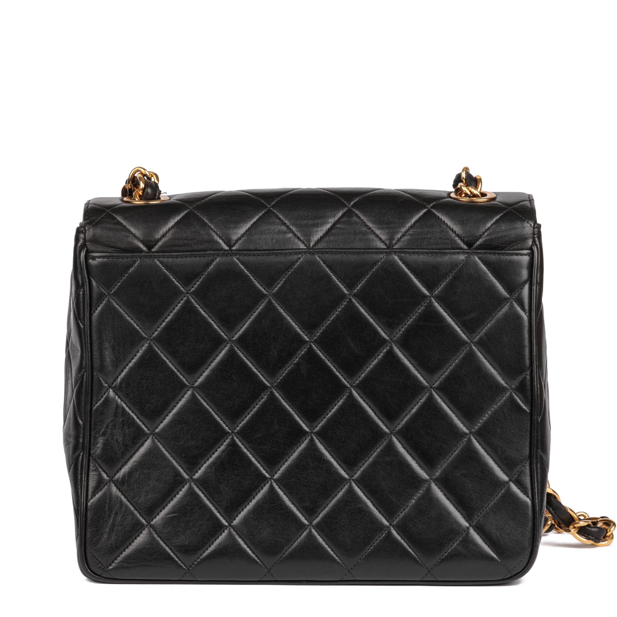 CHANEL Black Quilted Lambskin Vintage Medium XL Classic Single Flap Bag 1