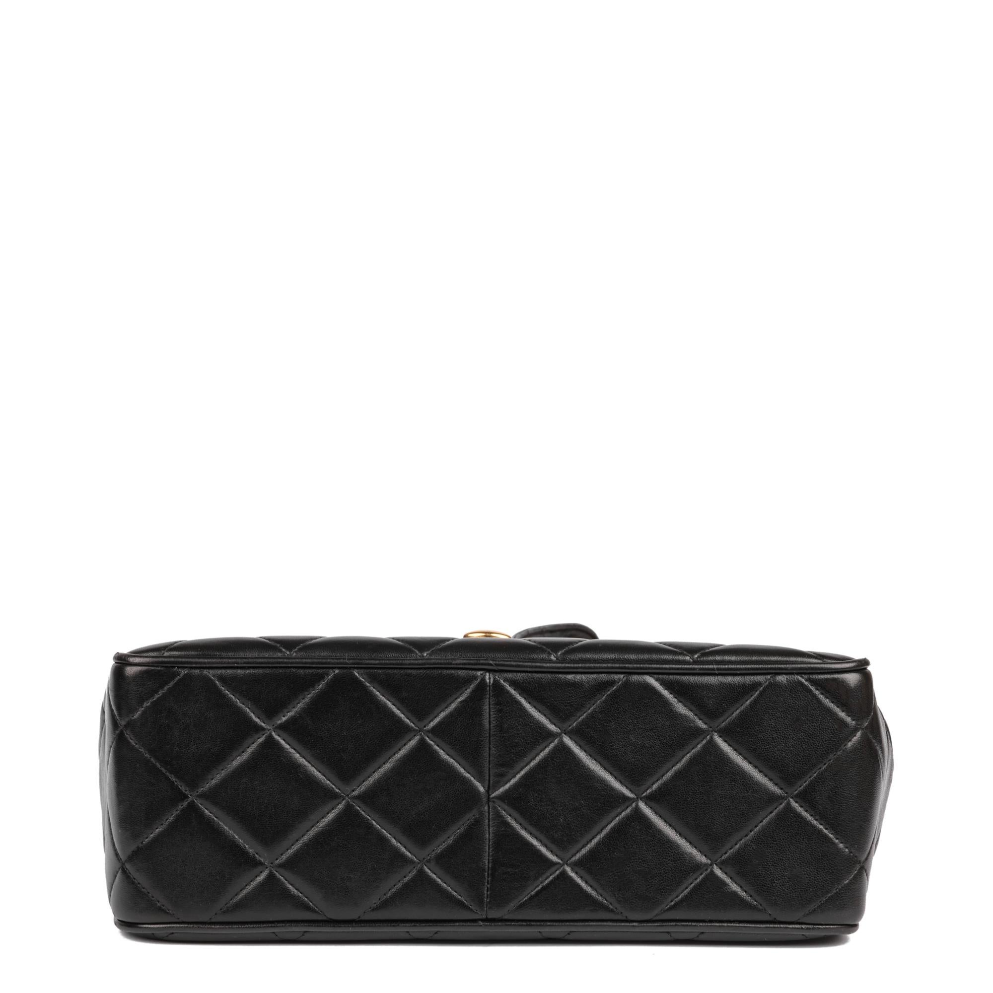 CHANEL Black Quilted Lambskin Vintage Medium XL Classic Single Flap Bag 2