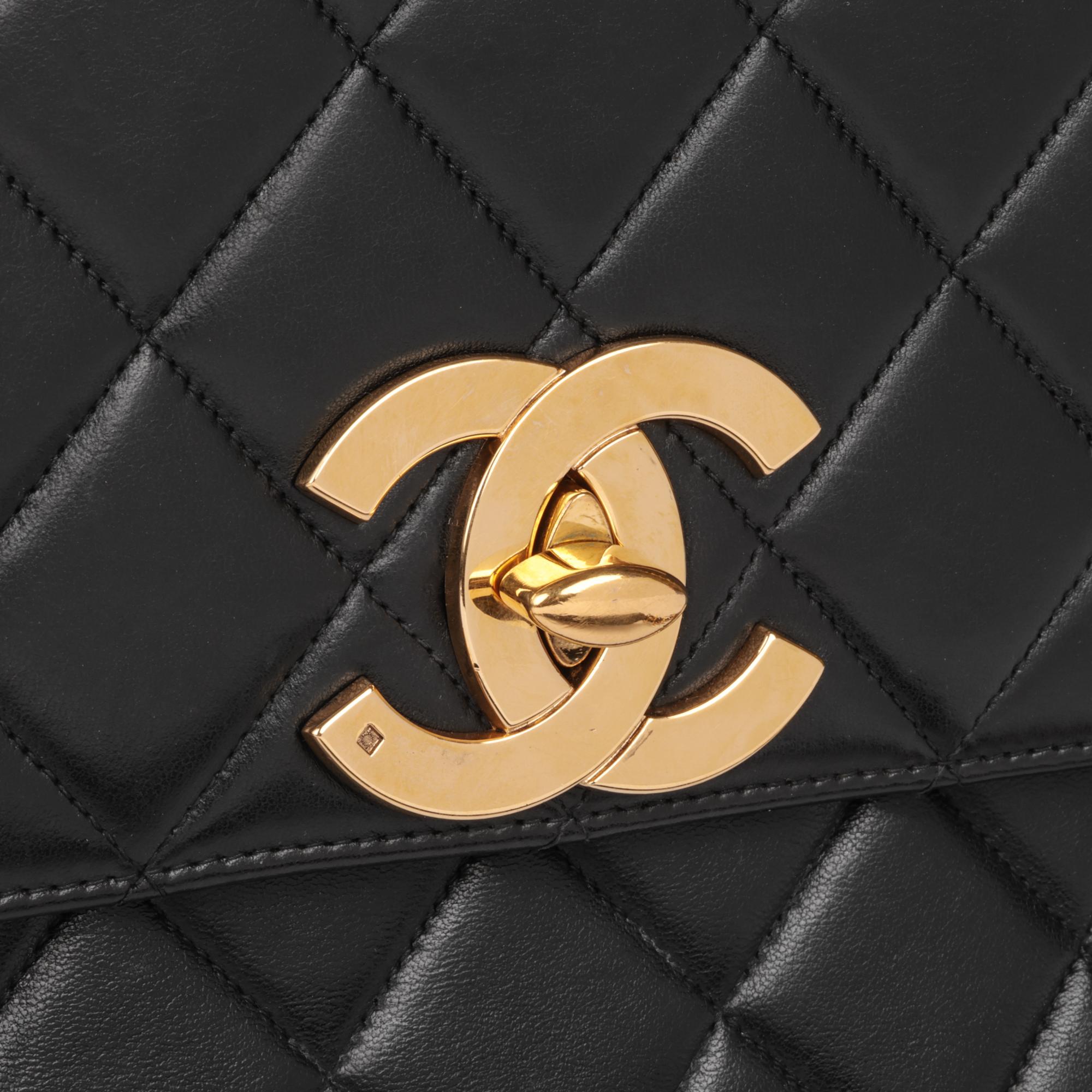 CHANEL Black Quilted Lambskin Vintage Medium XL Classic Single Flap Bag 3