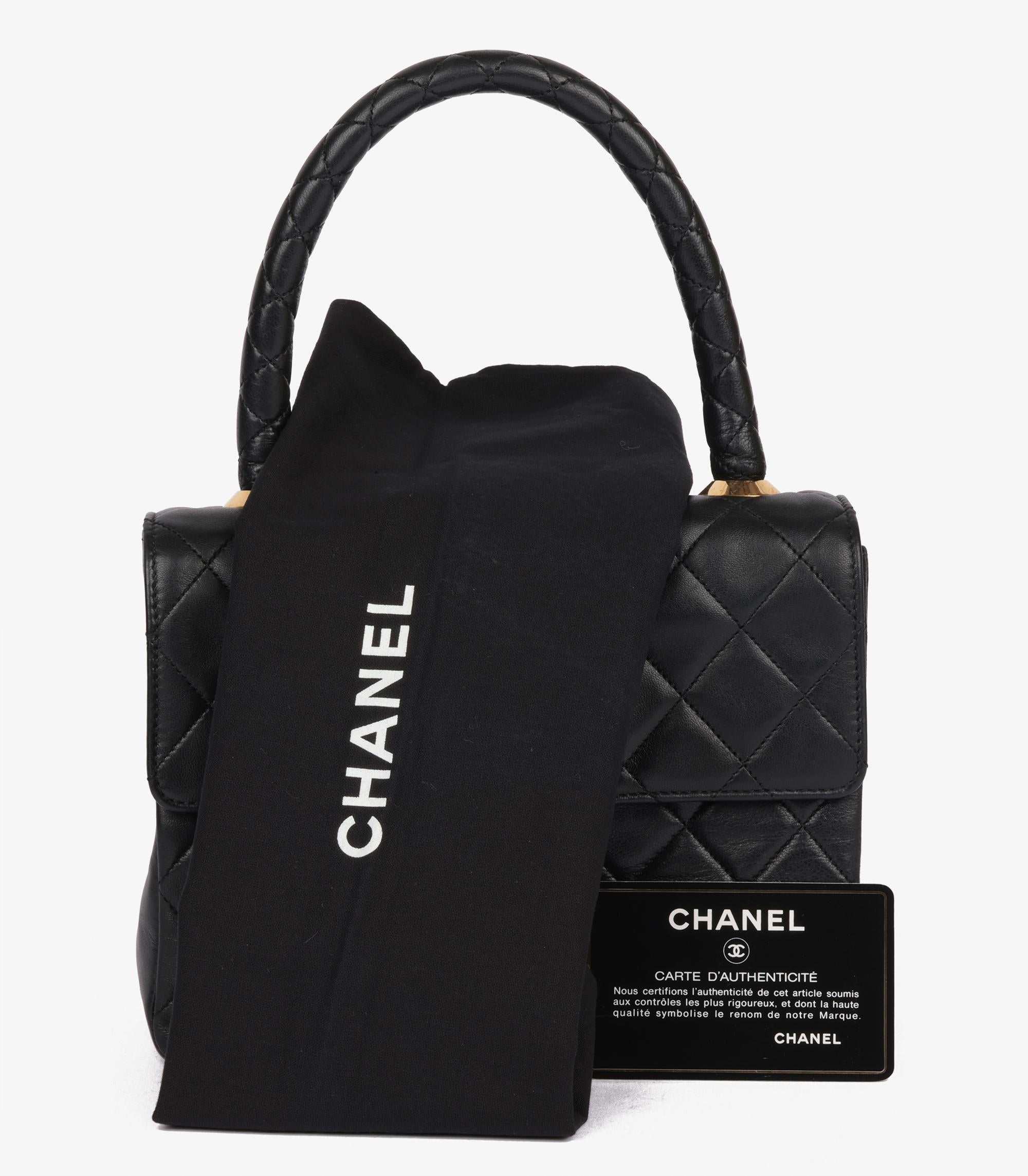 Chanel Black Quilted Lambskin Vintage Mini Classic Kelly 7