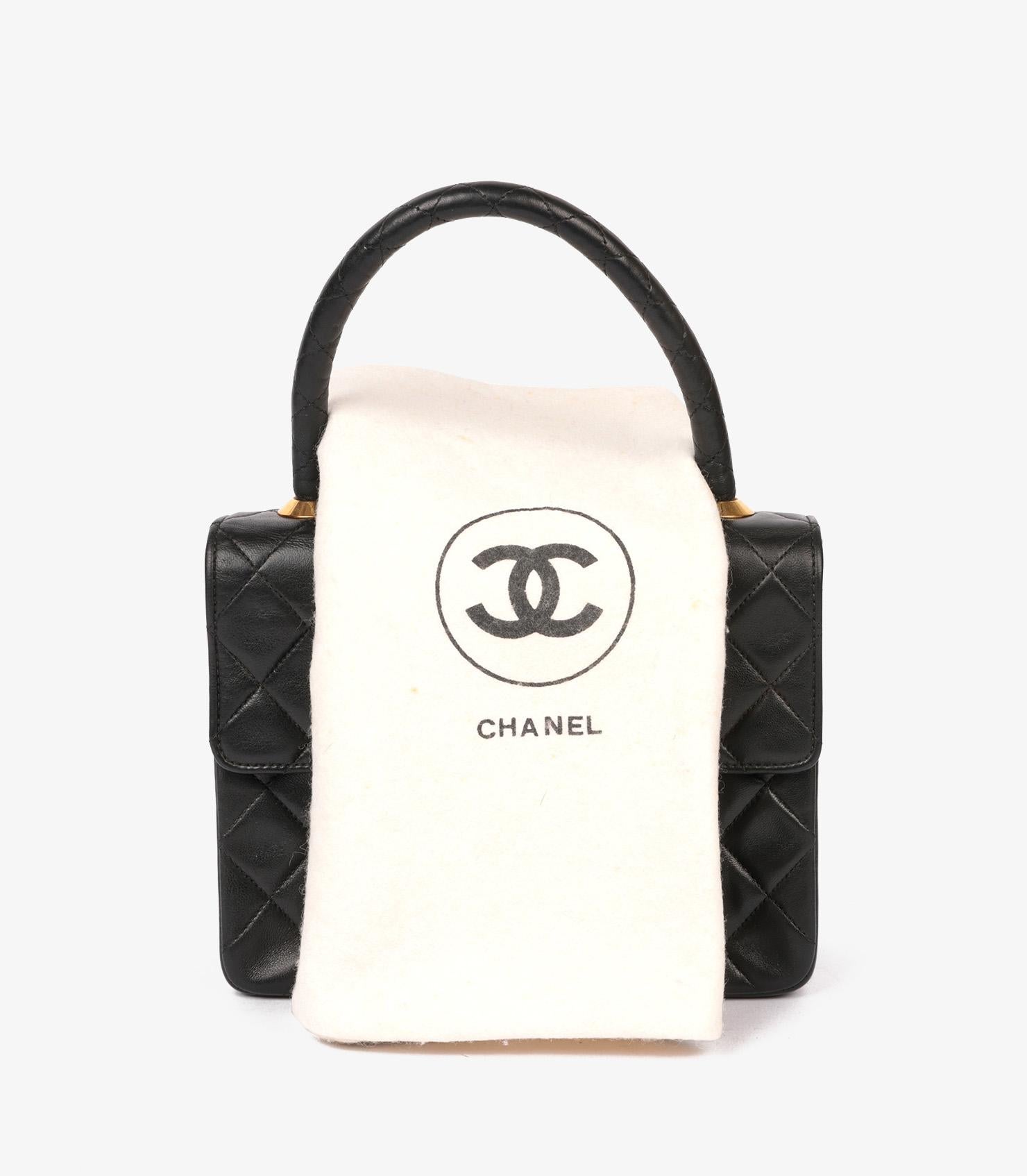 Chanel Black Quilted Lambskin Vintage Mini Classic Kelly 7