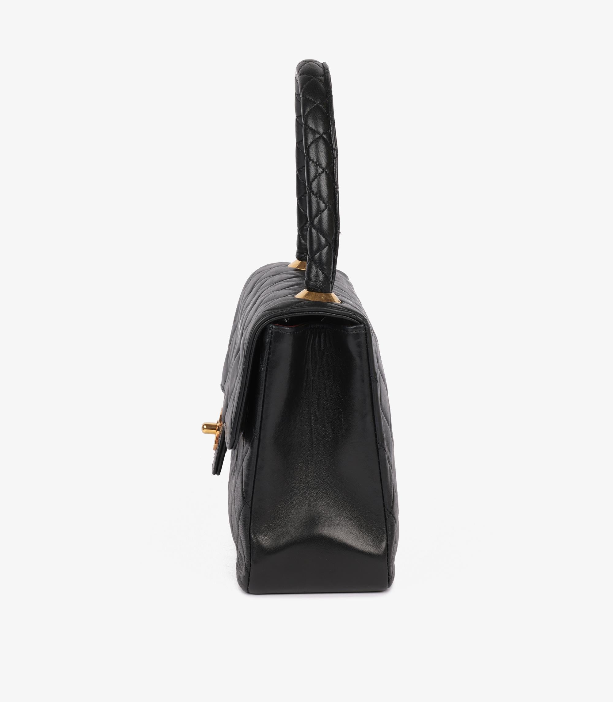 Chanel Black Quilted Lambskin Vintage Mini Classic Kelly 1