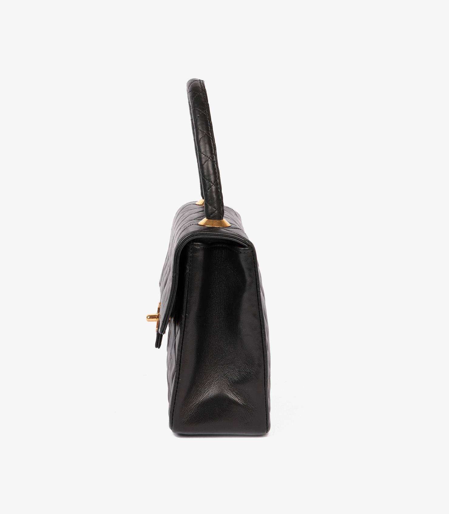 Chanel Black Quilted Lambskin Vintage Mini Classic Kelly 1