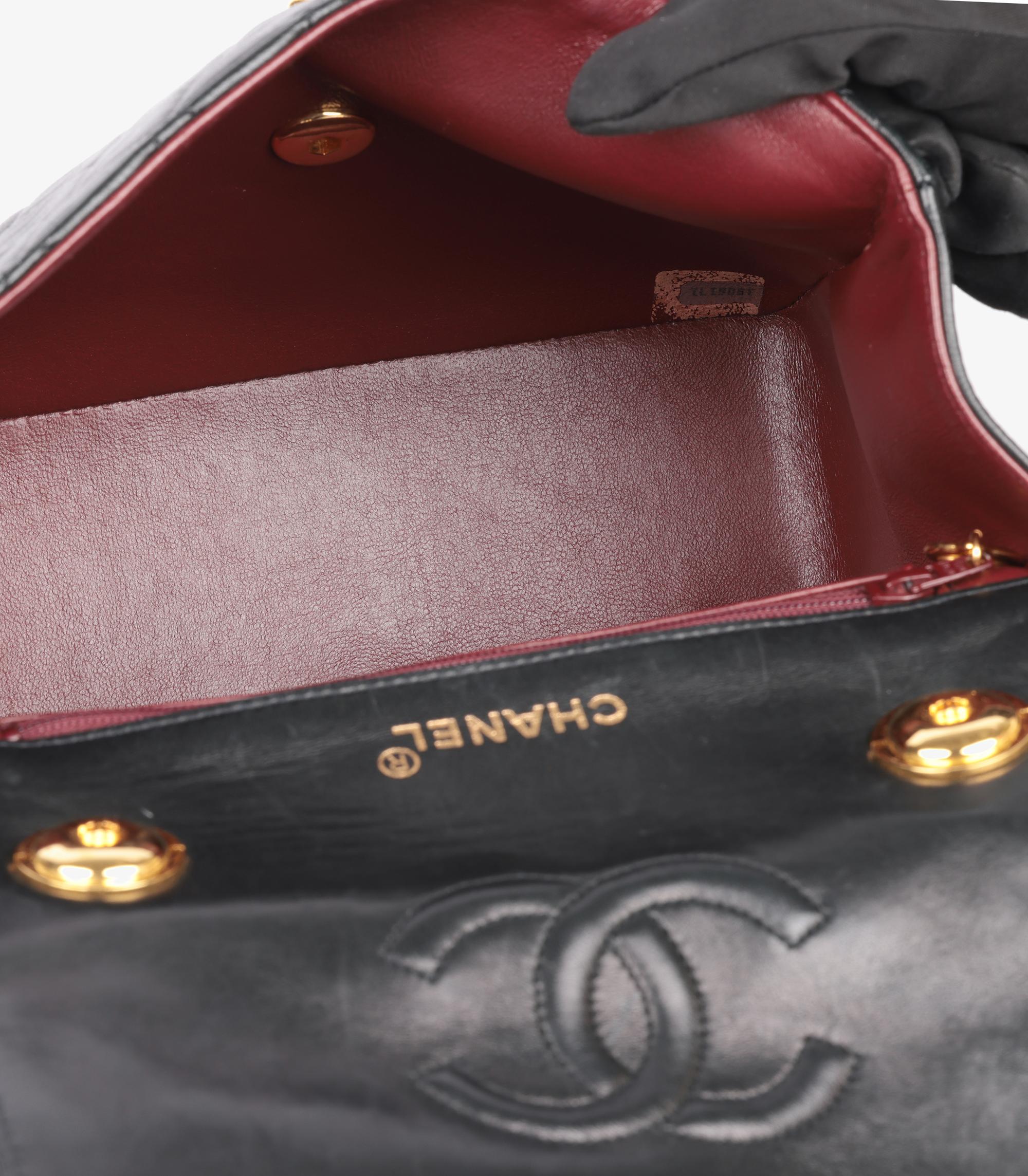 Chanel Black Quilted Lambskin Vintage Mini Classic Kelly 4