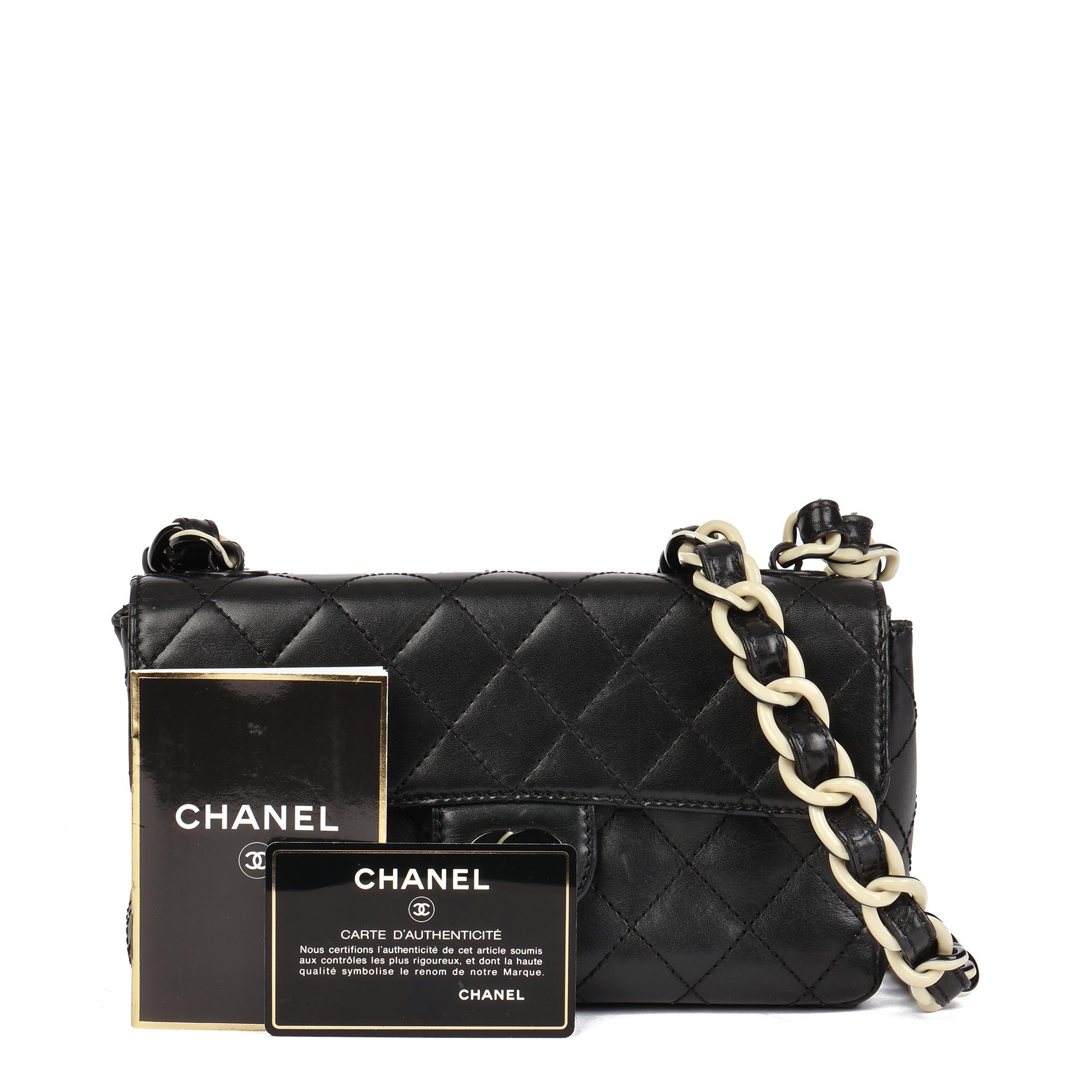 CHANEL Black Quilted Lambskin Vintage Mini Classic Single Flap Bag For Sale 8