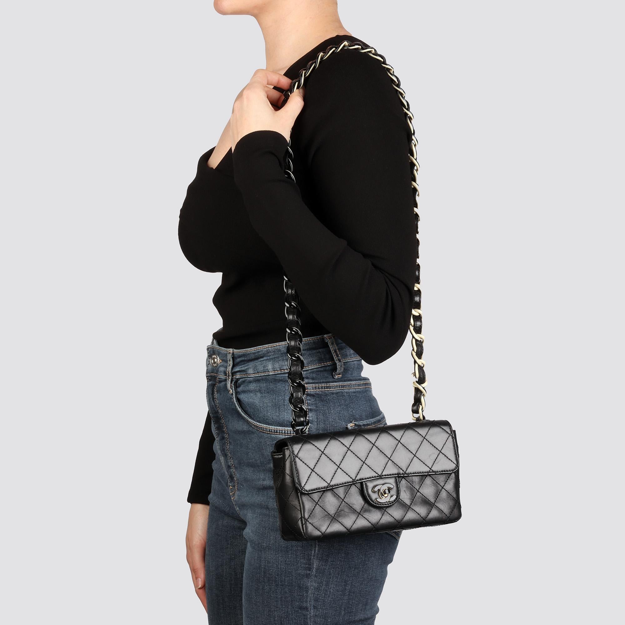 CHANEL Black Quilted Lambskin Vintage Mini Classic Single Flap Bag For Sale 9
