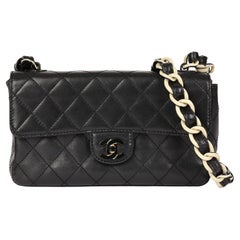 CHANEL Black Quilted Lambskin Vintage Mini Classic Single Flap Bag
