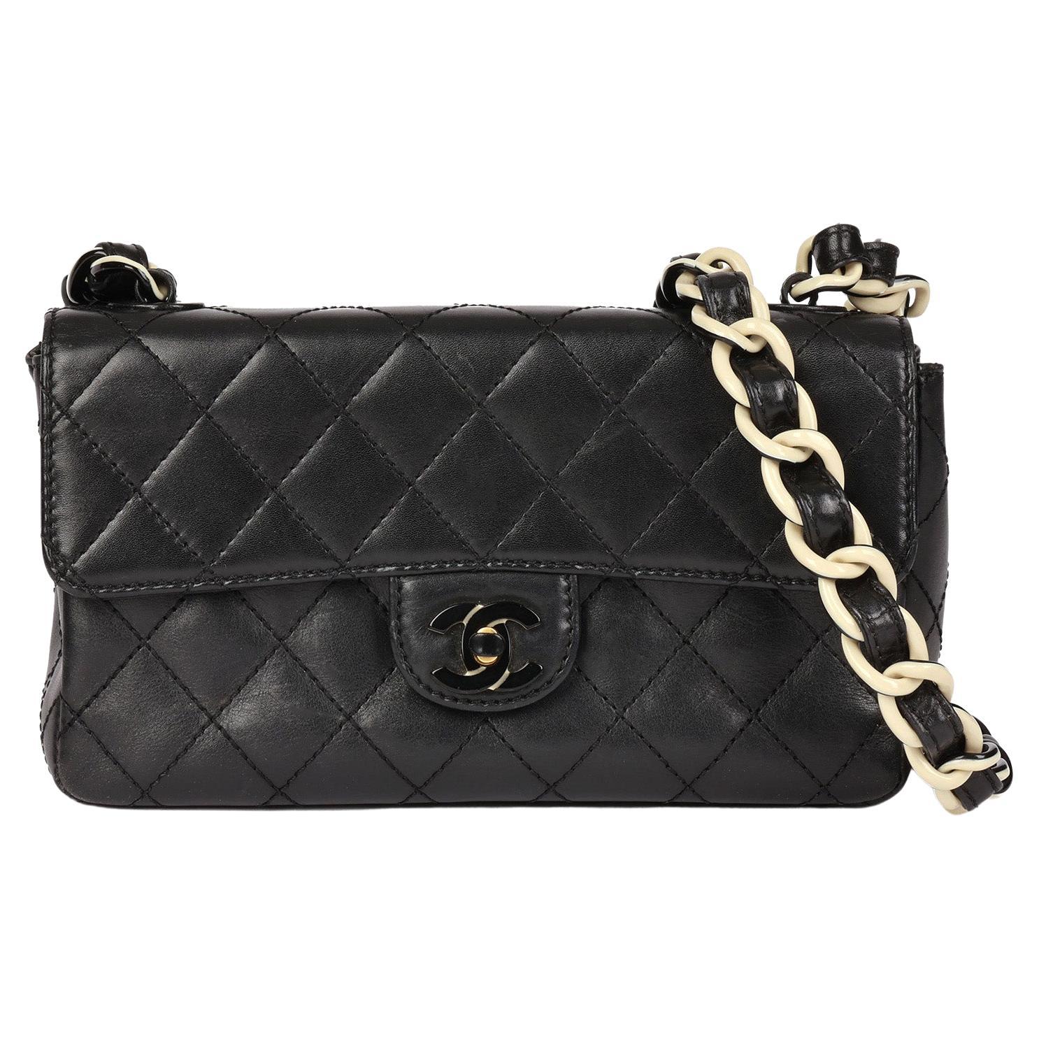 CHANEL Black Quilted Lambskin Vintage Mini Classic Single Flap Bag For Sale