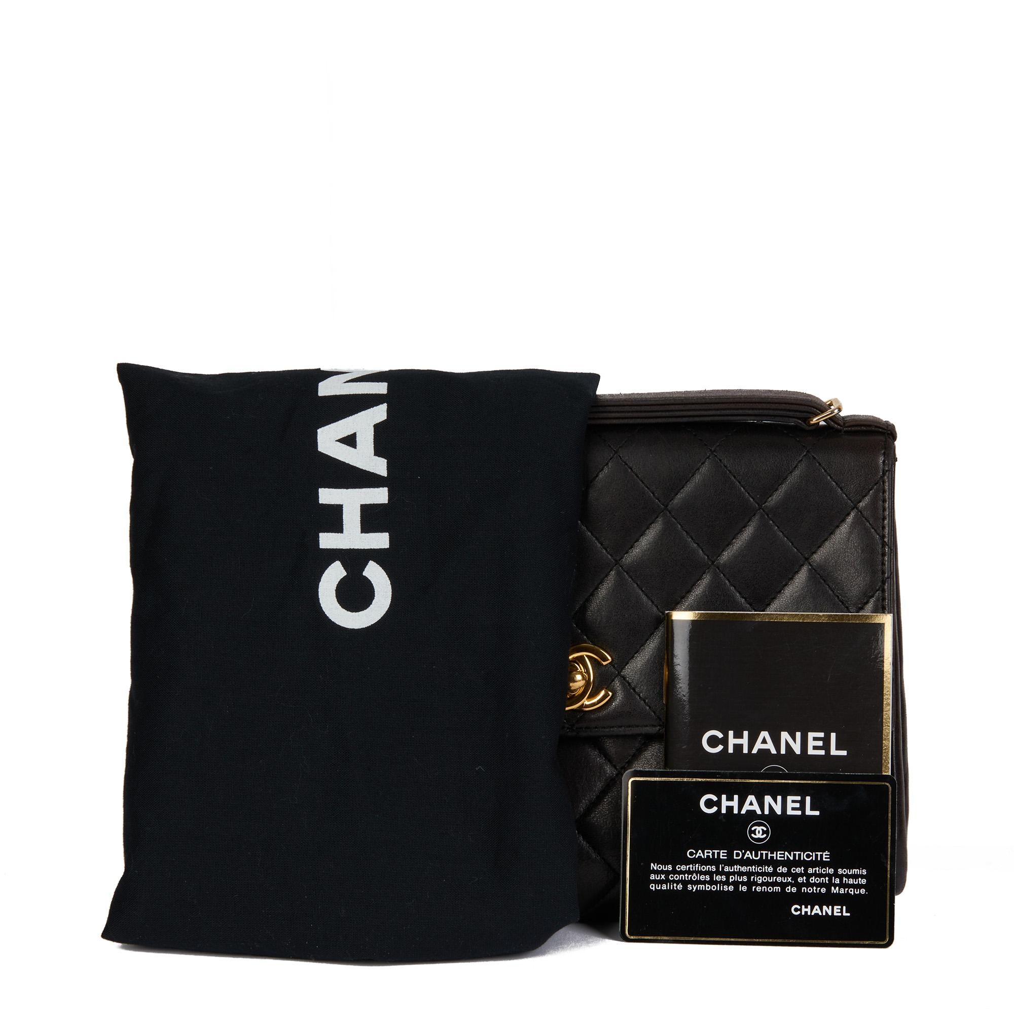 CHANEL Black Quilted Lambskin Vintage Mini Classic Top Handle Flap Bag For Sale 5