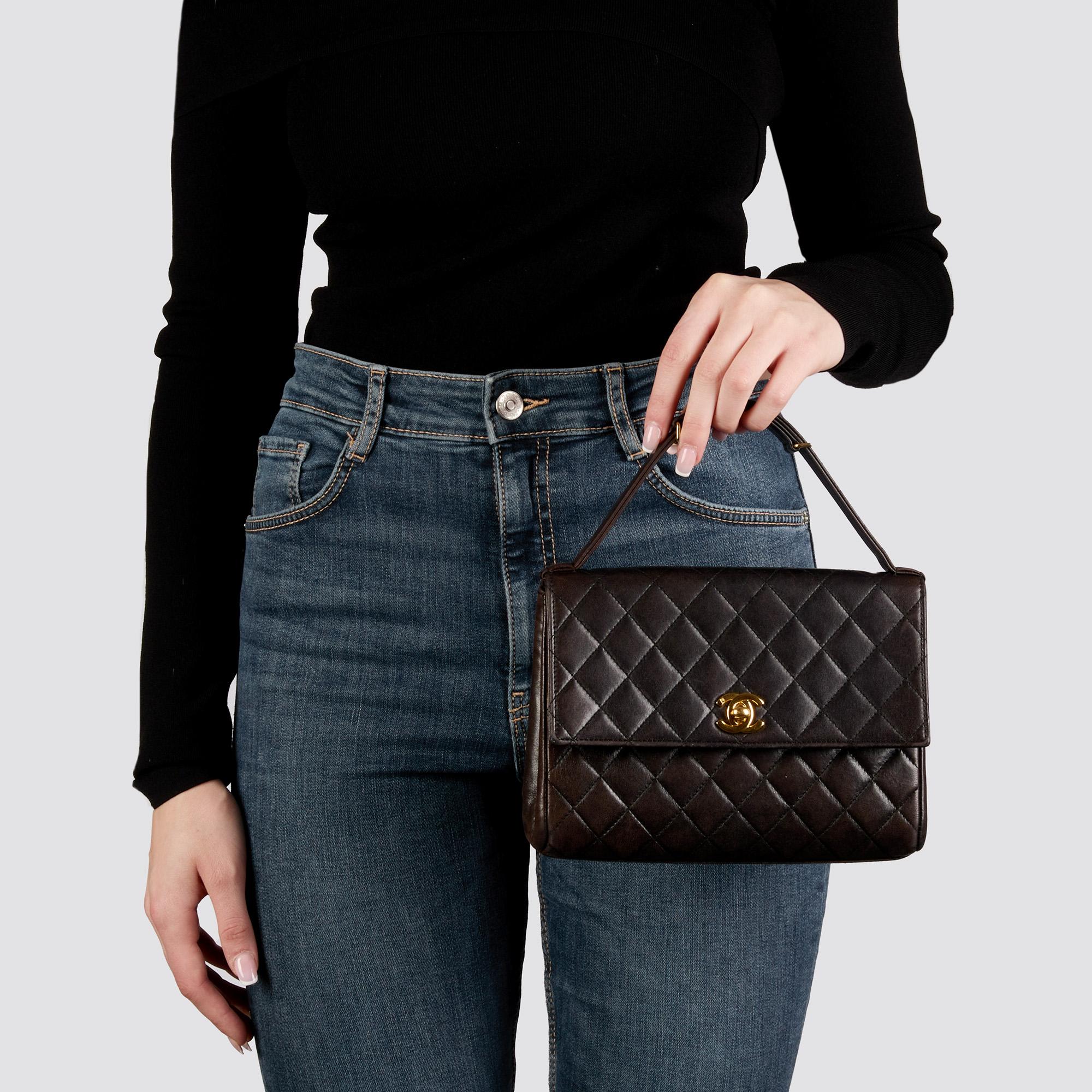CHANEL Black Quilted Lambskin Vintage Mini Classic Top Handle Flap Bag 9