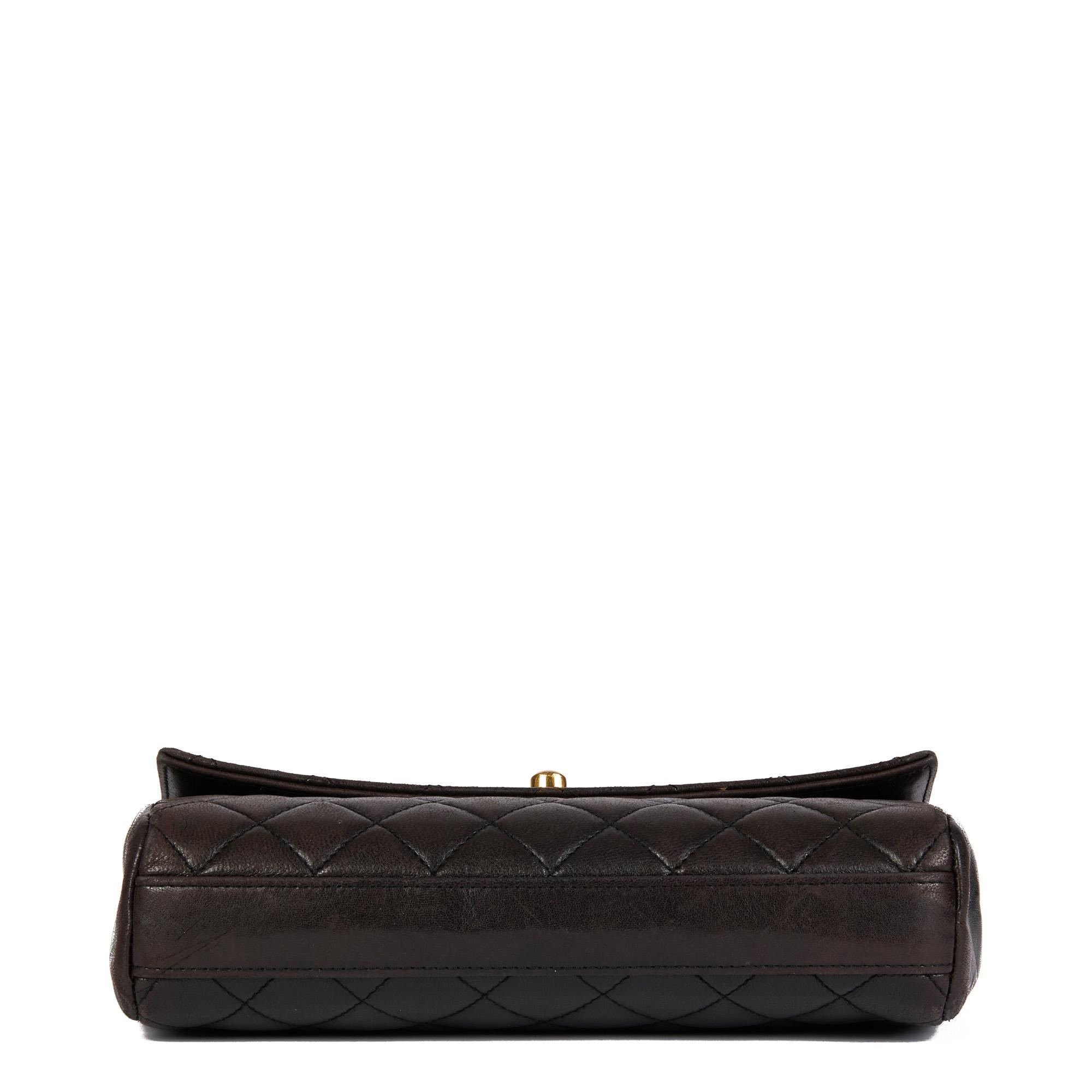 CHANEL Black Quilted Lambskin Vintage Mini Classic Top Handle Flap Bag 2