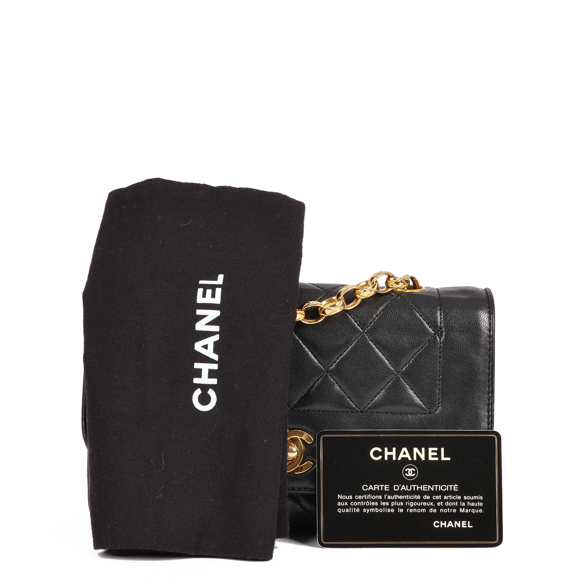 CHANEL Black Quilted Lambskin Vintage Mini Diana Classic Single Flap Bag 7