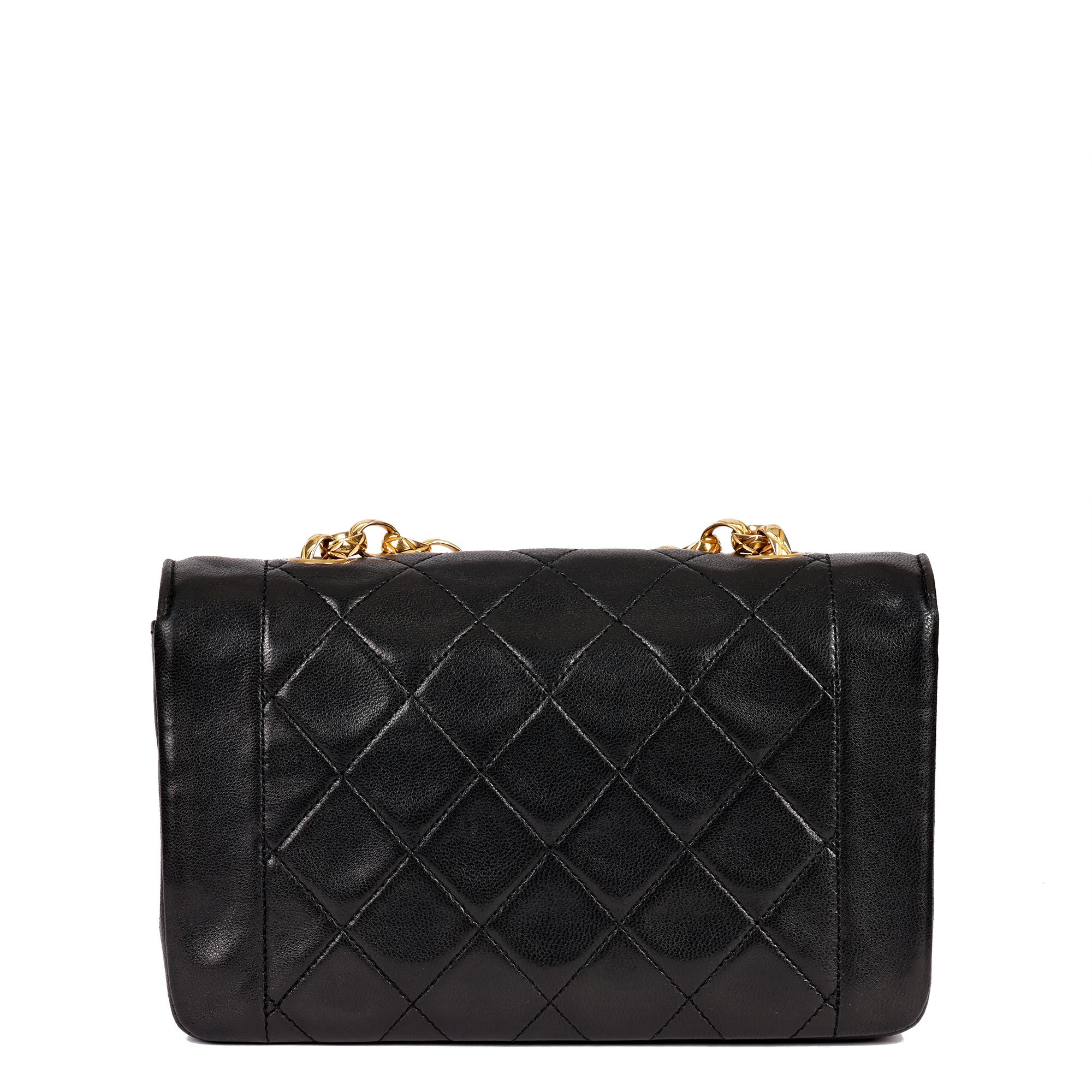 CHANEL Black Quilted Lambskin Vintage Mini Diana Classic Single Flap Bag In Excellent Condition In Bishop's Stortford, Hertfordshire