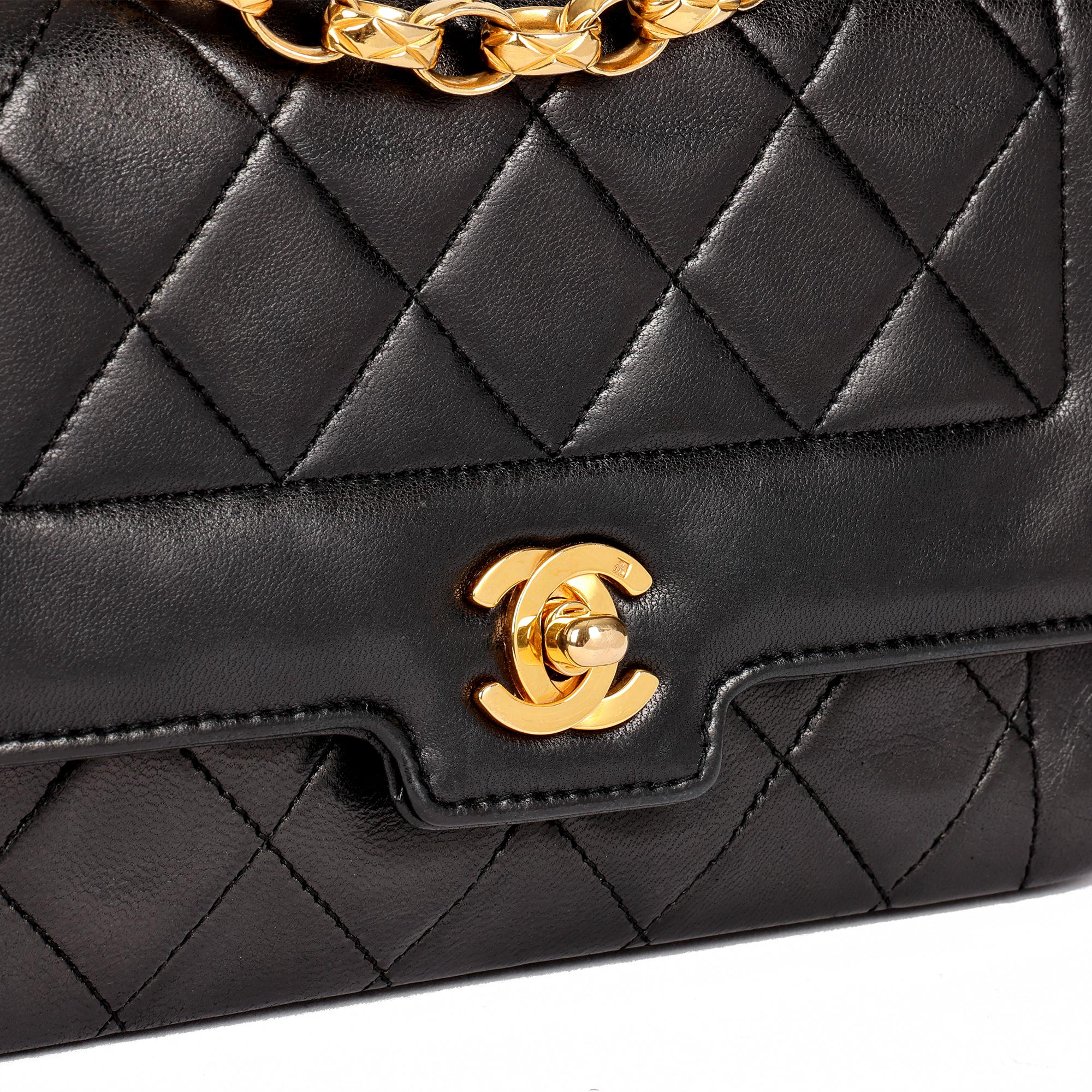 CHANEL Black Quilted Lambskin Vintage Mini Diana Classic Single Flap Bag 3