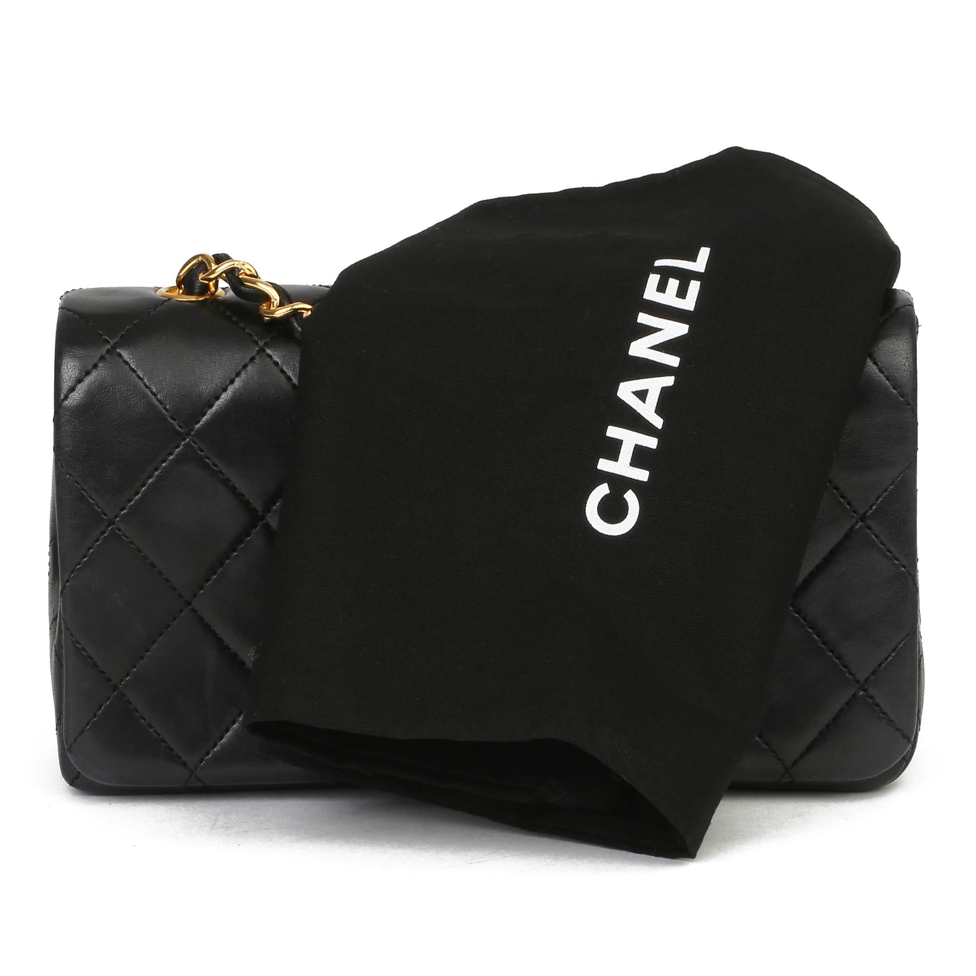 Chanel Black Quilted Lambskin Vintage Mini Flap Bag 8