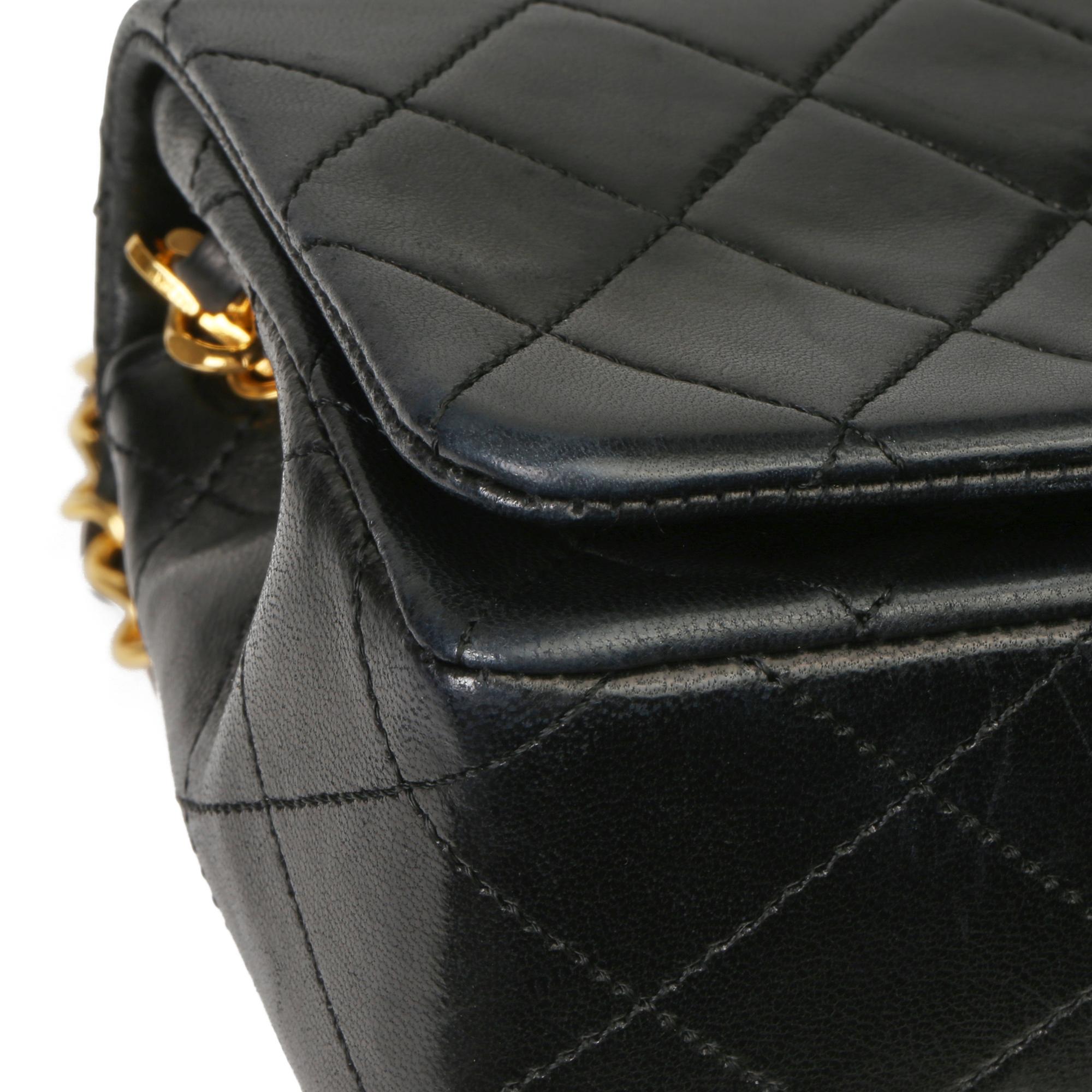 Chanel Black Quilted Lambskin Vintage Mini Flap Bag 9