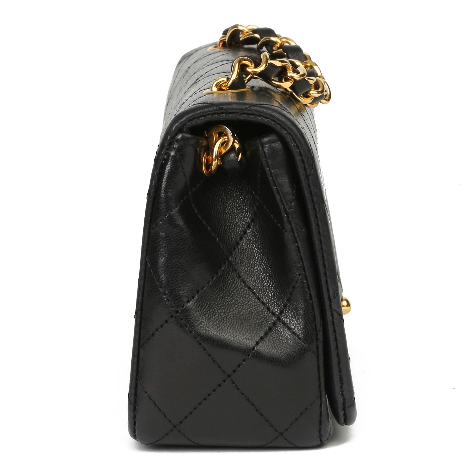 Chanel Black Quilted Lambskin Vintage Mini Flap Bag In Excellent Condition In Bishop's Stortford, Hertfordshire